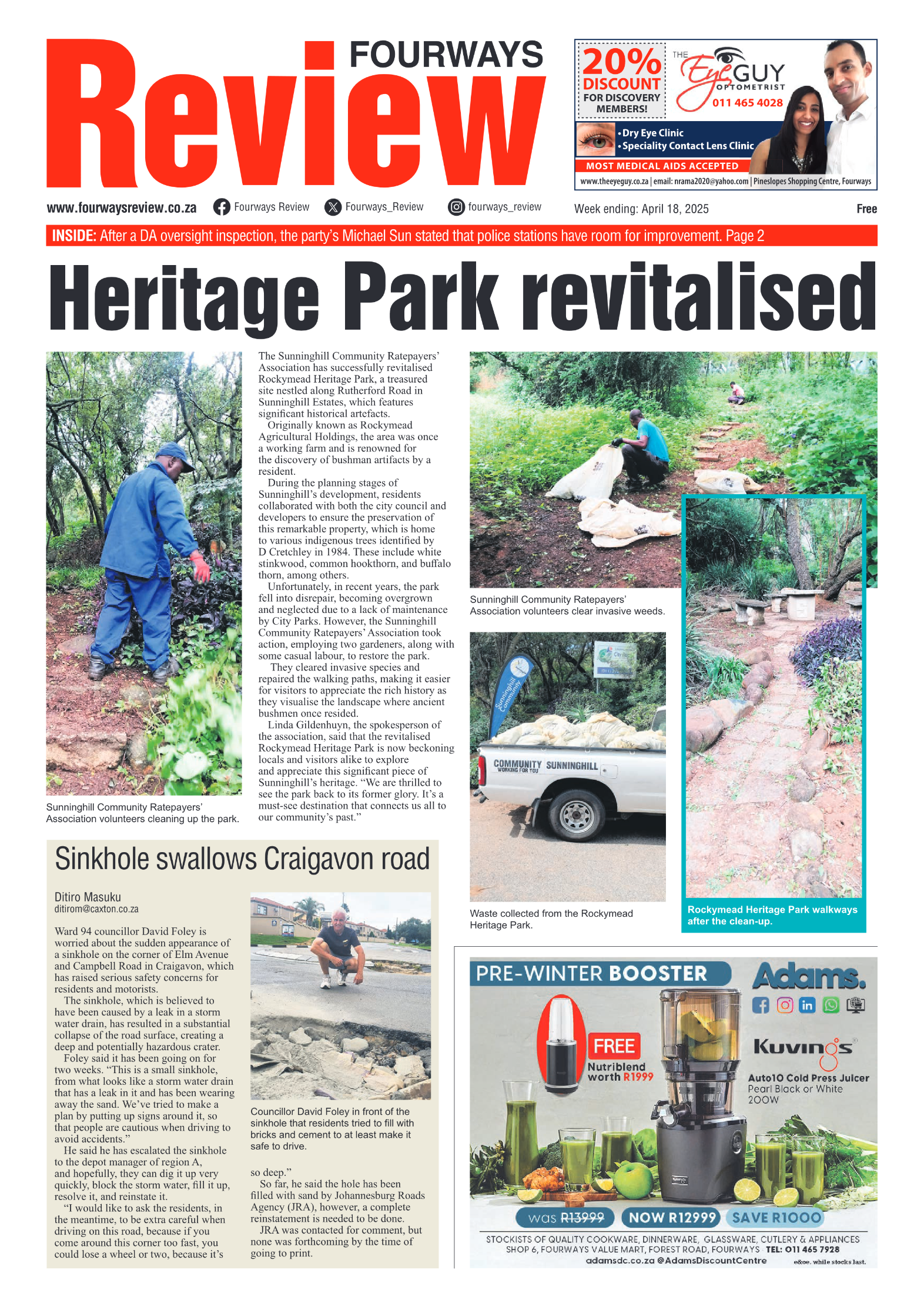 Fourways Review 18 April 2025 page 1