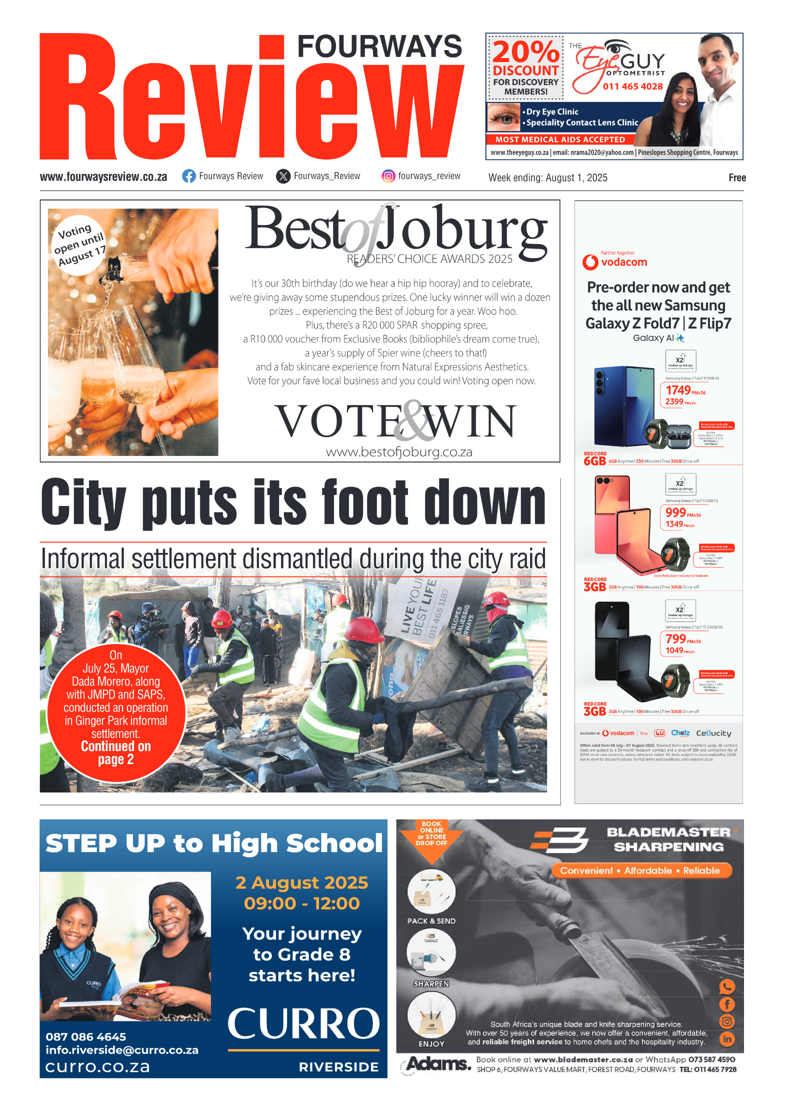Fourways Review 1 August 2025 page 1