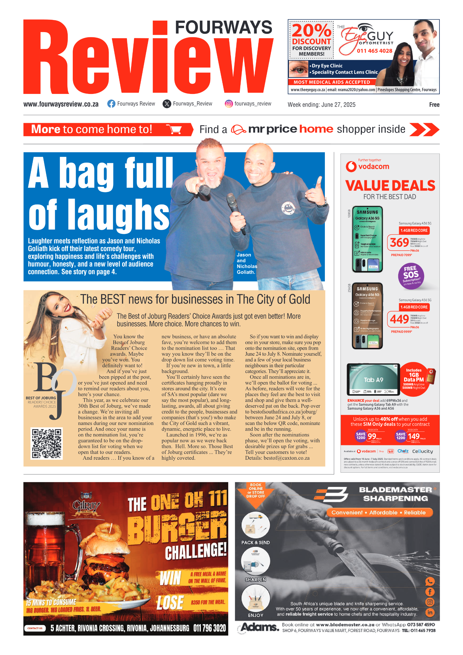 Fourways Review 27 June 2025 page 1