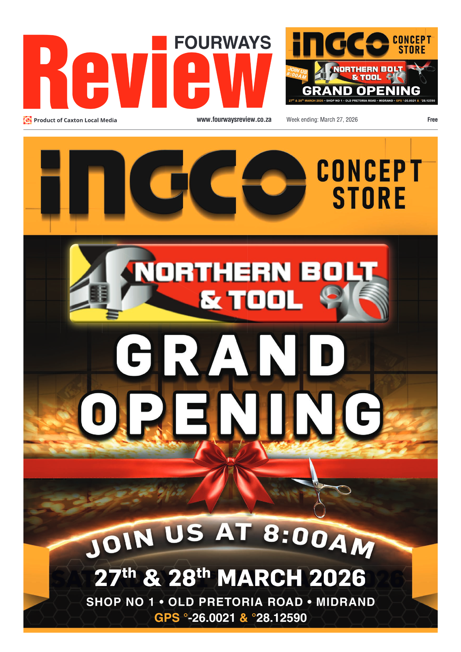 Fourways Review 27 March 2026 page 1