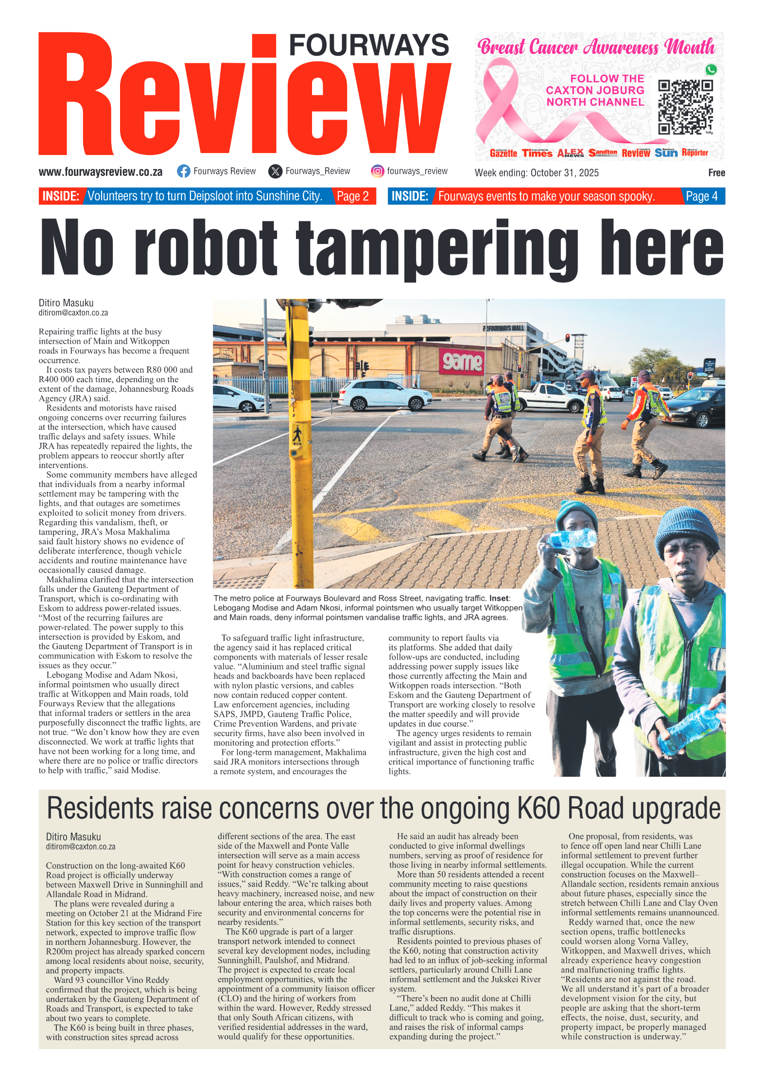 Fourways Review 31 October 2025 page 1