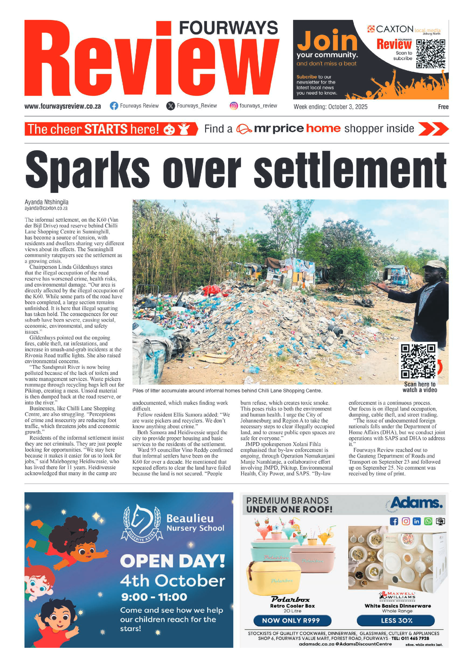 Fourways Review 3 October 2025 page 1