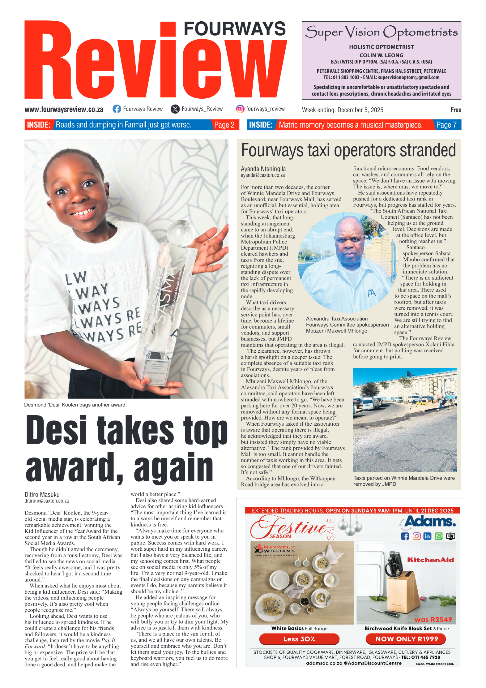 Fourways Review 5 December 2025 page 1