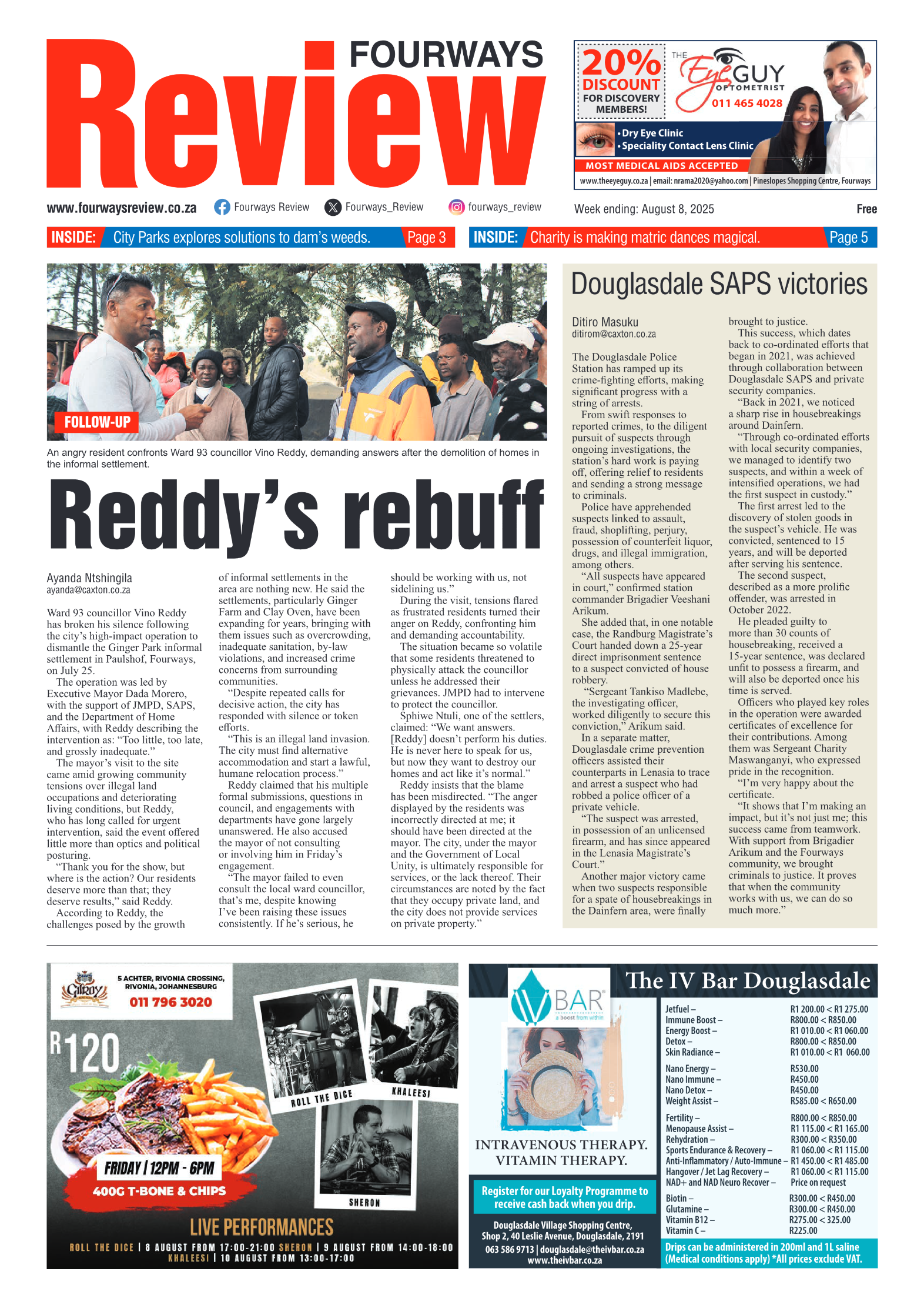 Fourways Review 8 August 2025 page 1