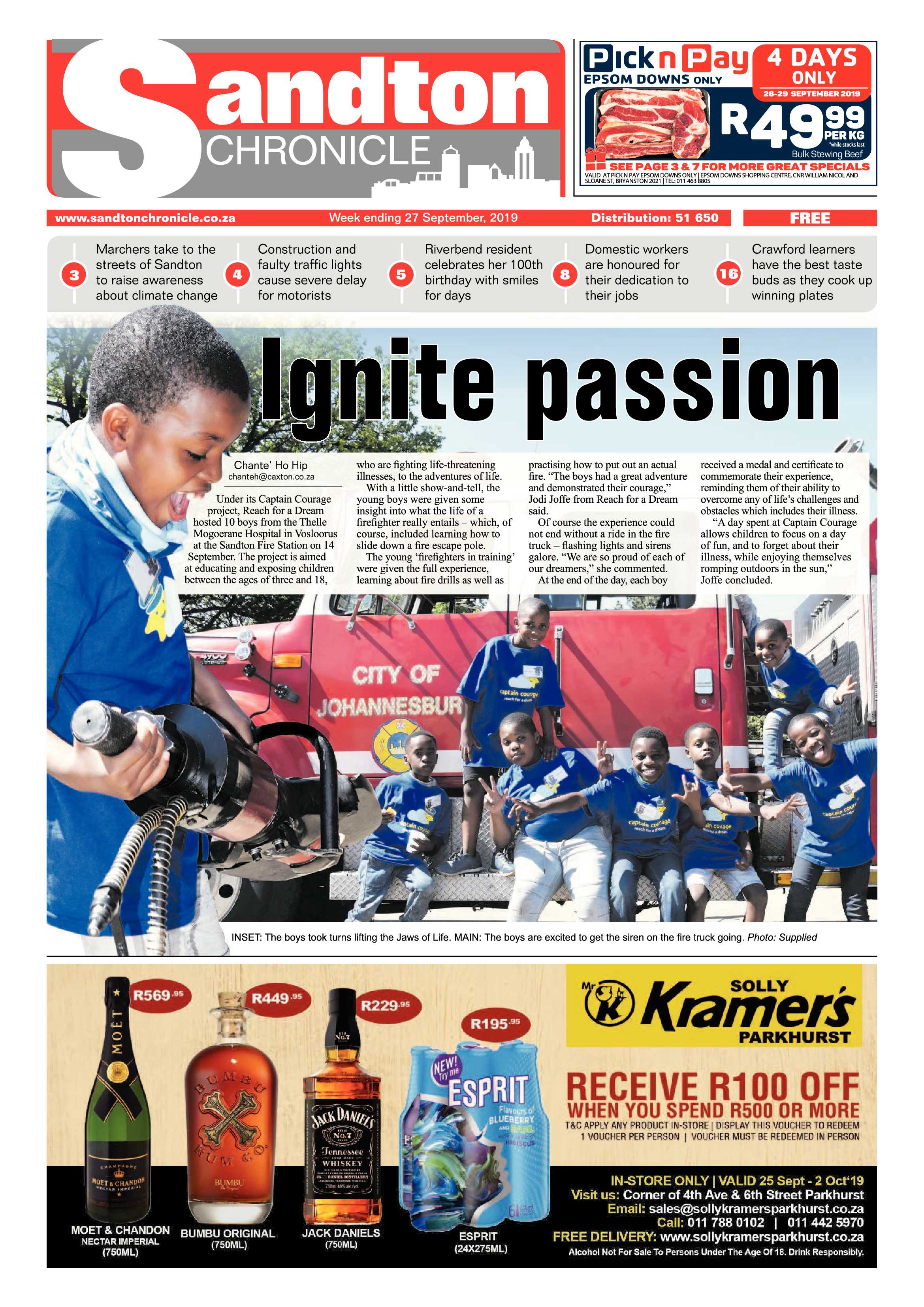 Sandton Chronicle 27 September, 2019 page 1