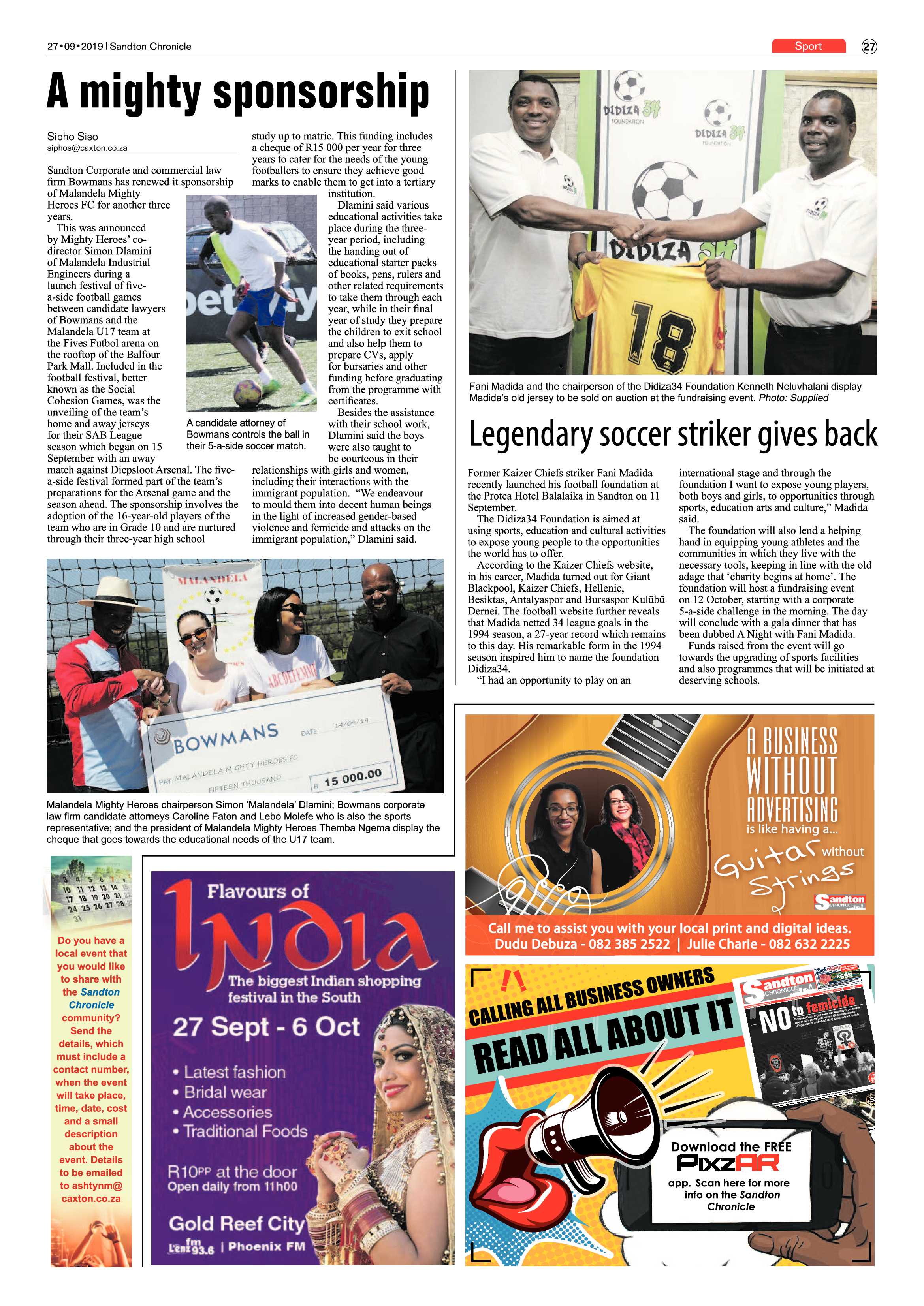 Sandton Chronicle 27 September, 2019 page 27