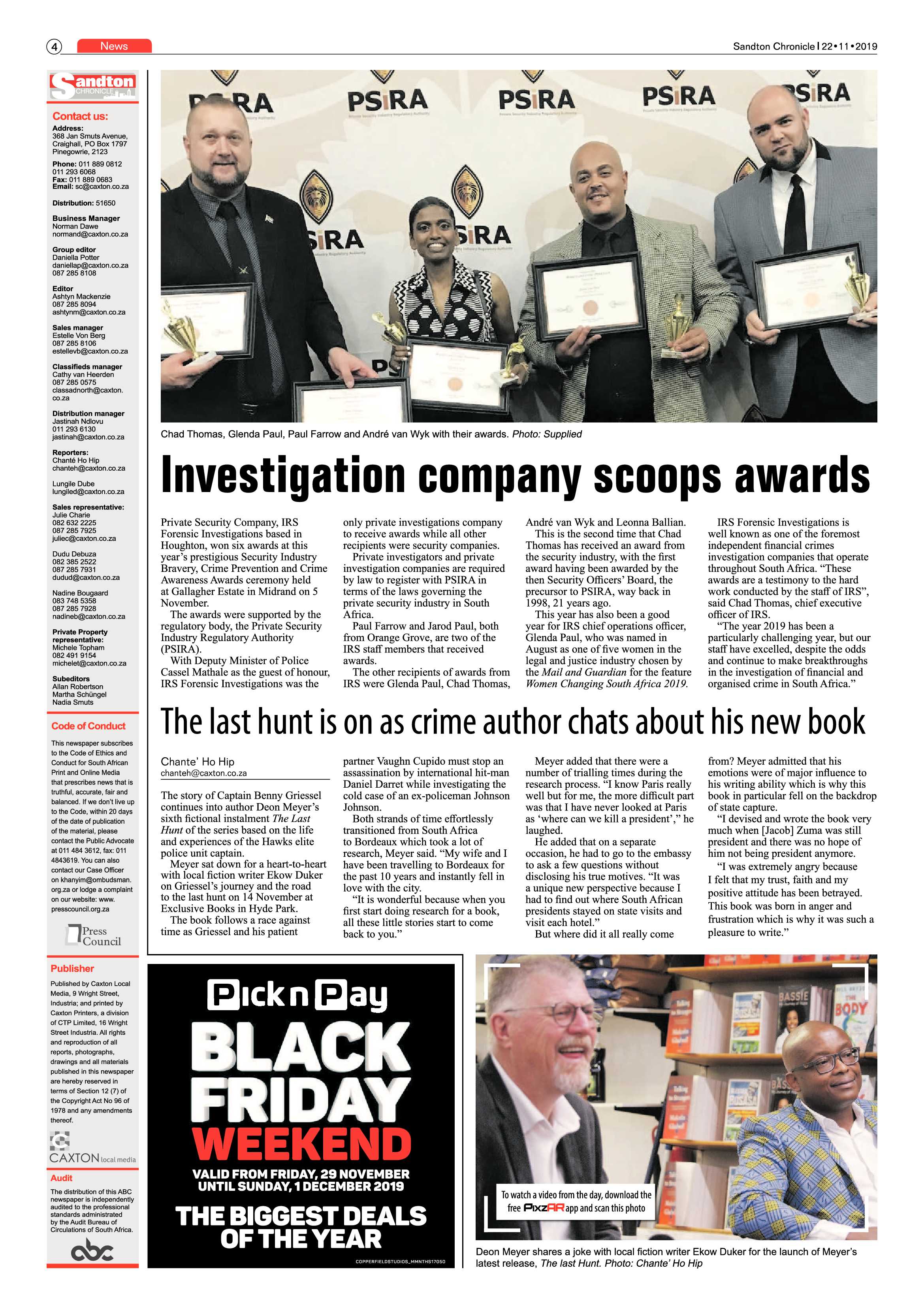 Sandton Chronicle 22 November, 2019 page 4