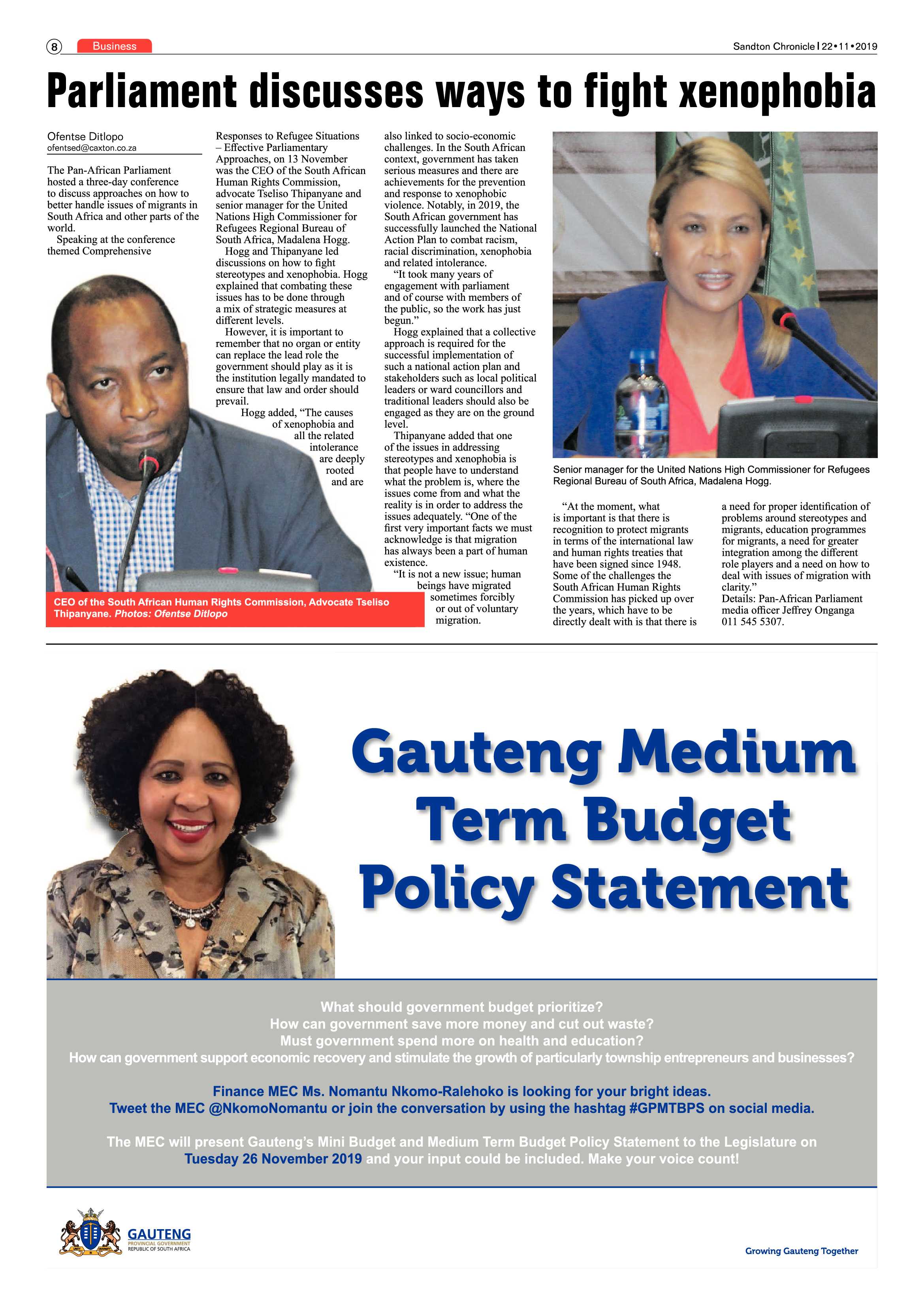 Sandton Chronicle 22 November, 2019 page 8