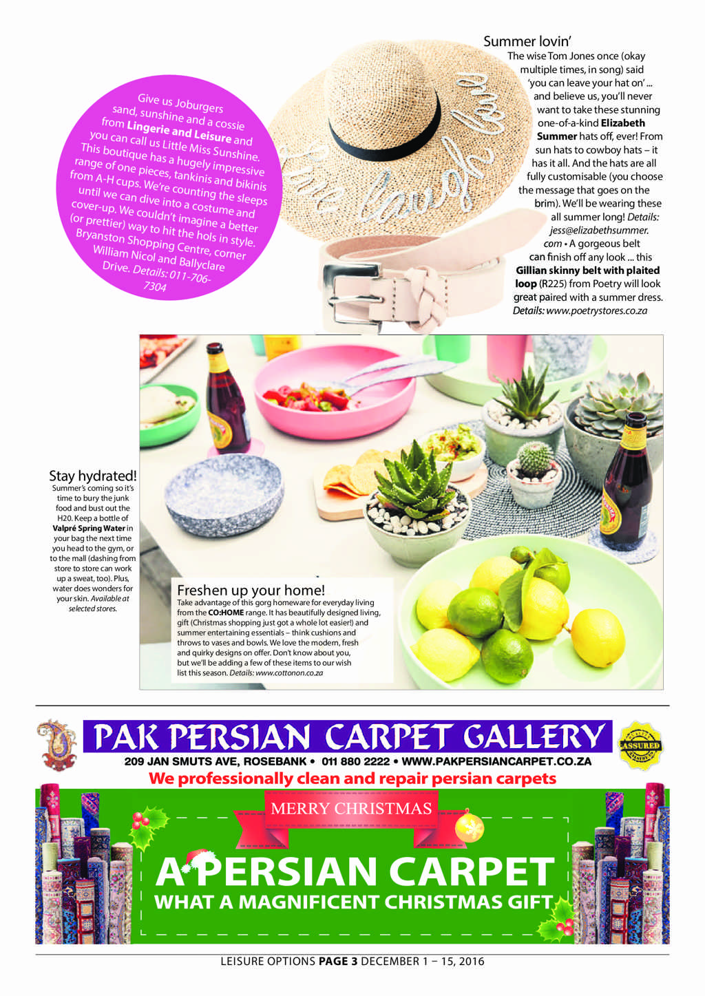 Leisure Options DECEMBER 1 – 15, 2016 page 3