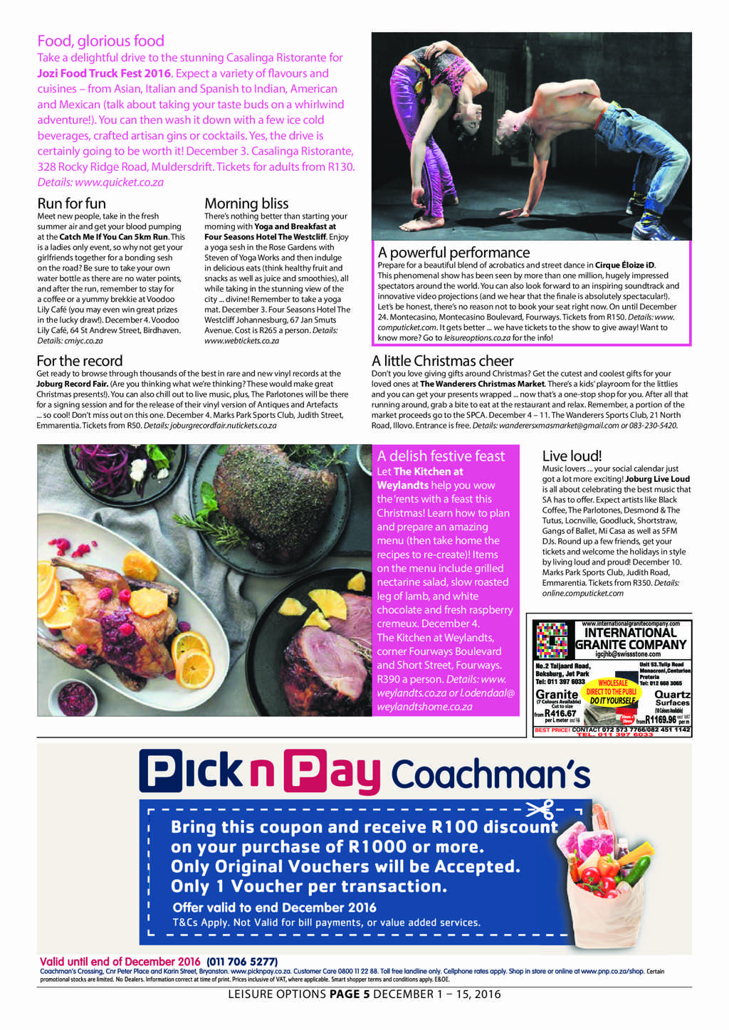 Leisure Options DECEMBER 1 – 15, 2016 page 5