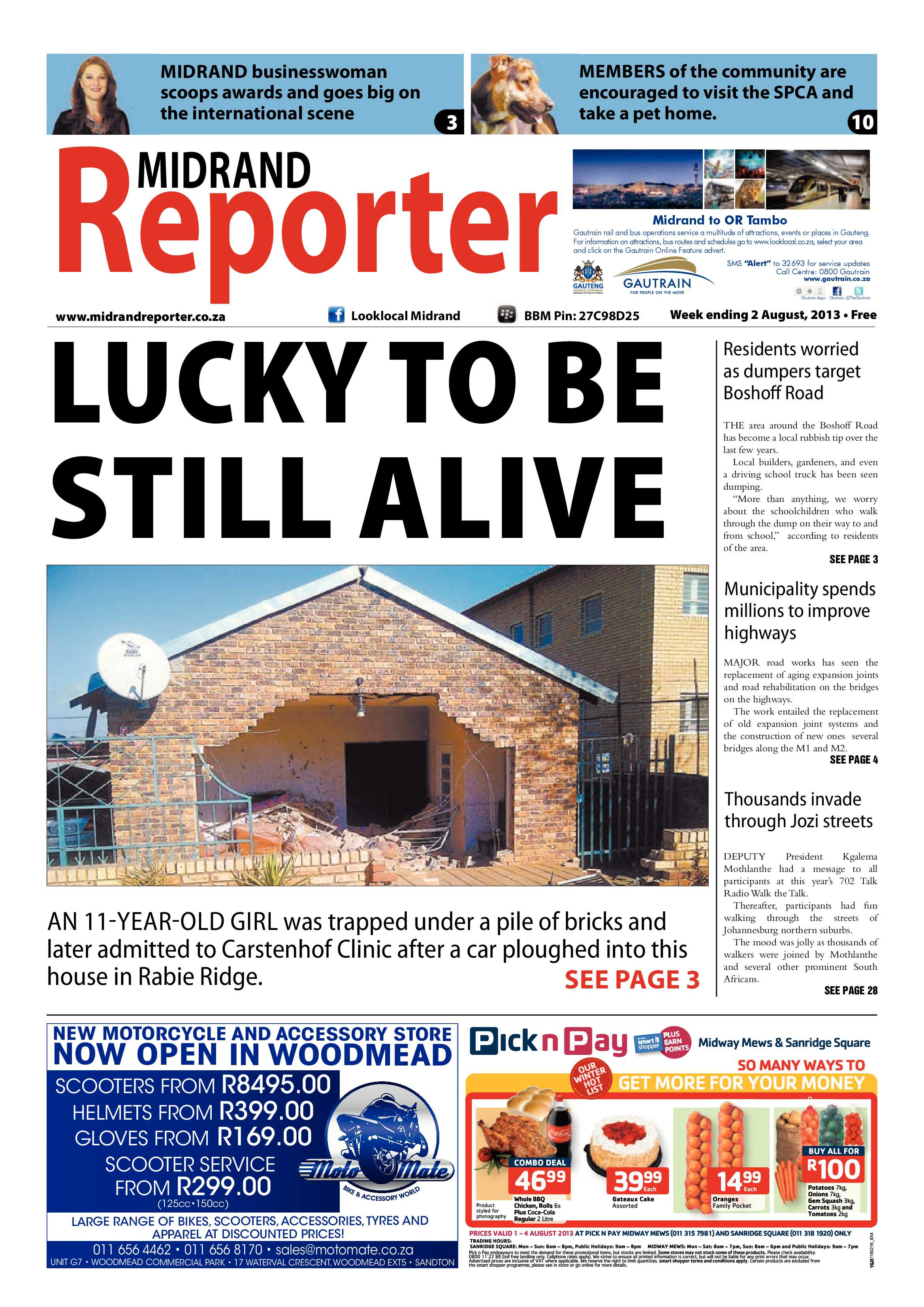 Midrand Reporter 02 August 2013 page 1