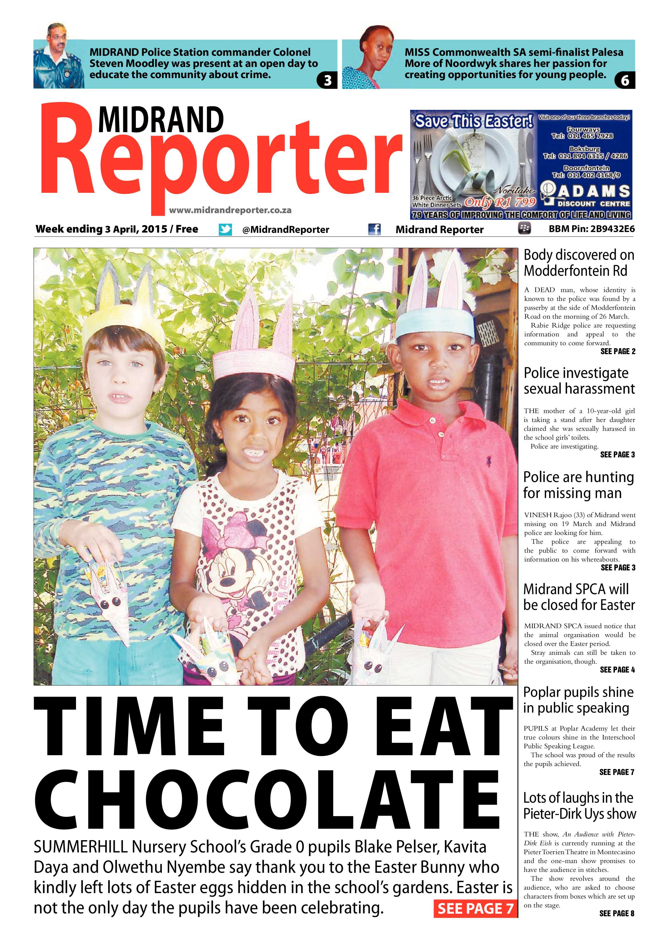 Midrand Reporter 03 April 2015 page 1