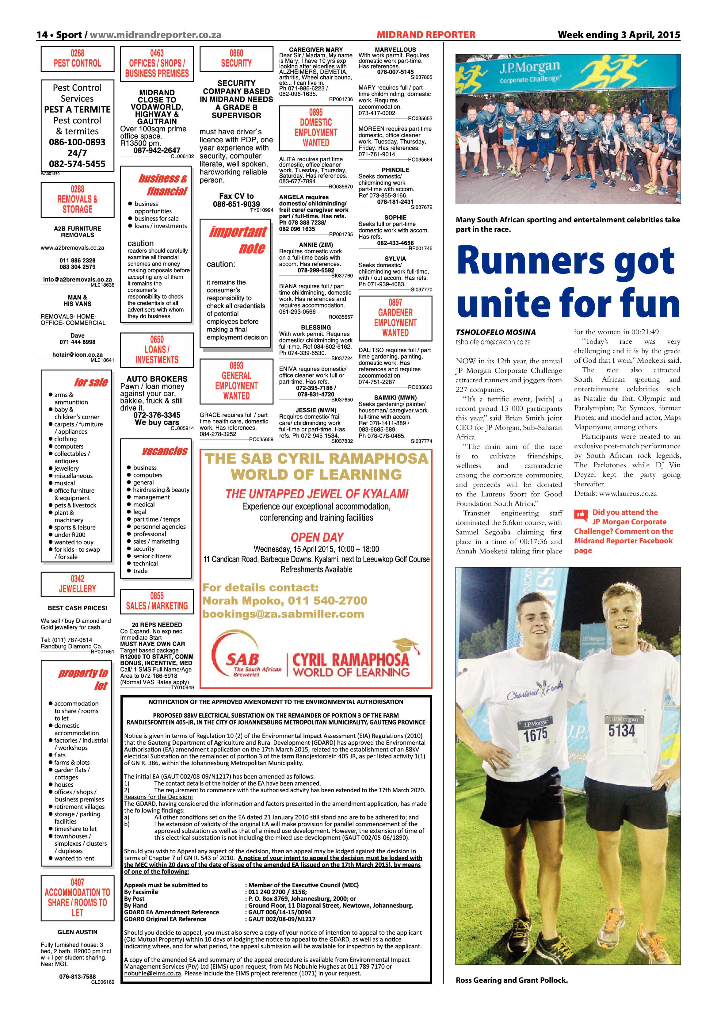 Midrand Reporter 03 April 2015 page 14