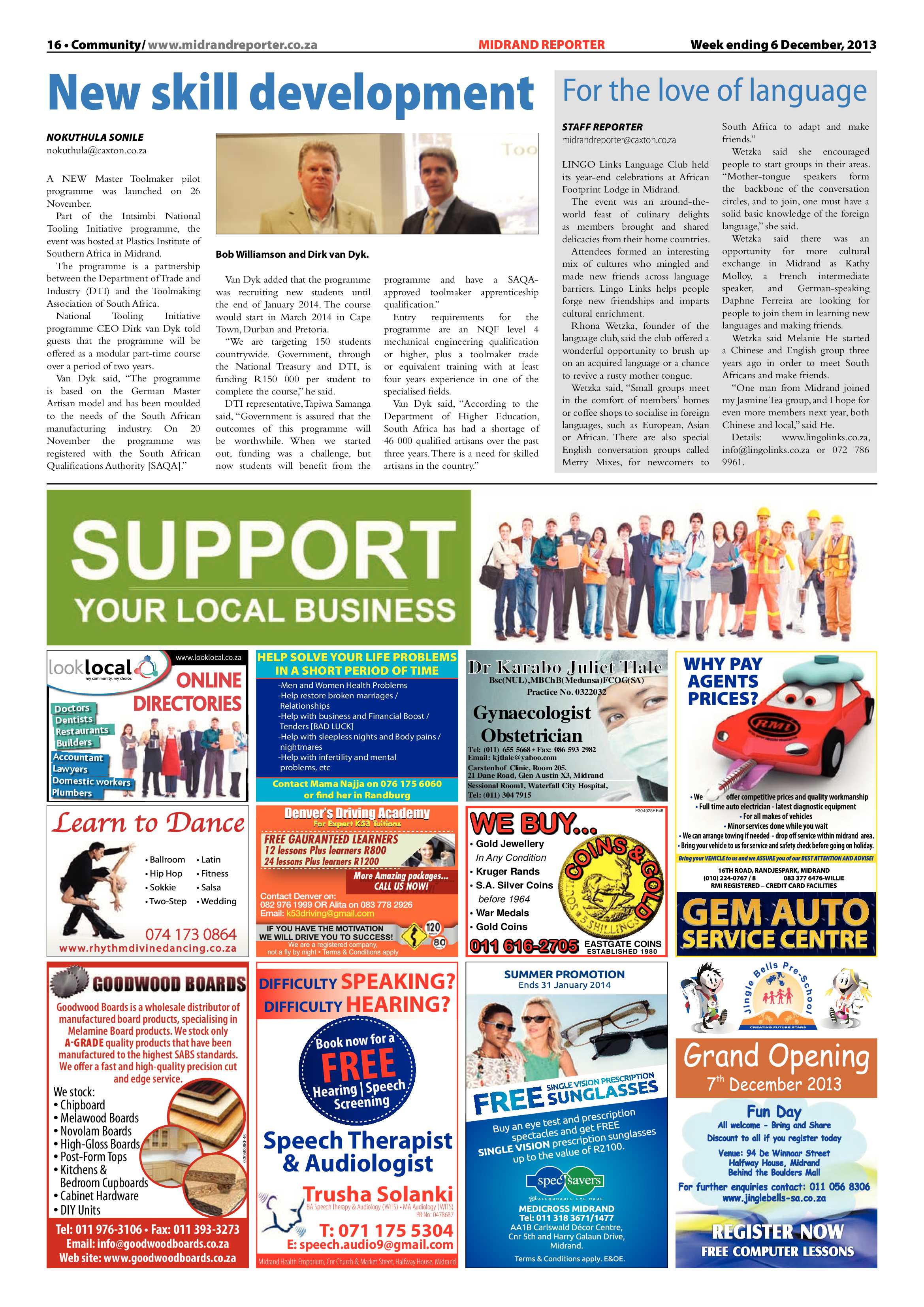 Midrand Reporter 06 December 2013 page 16