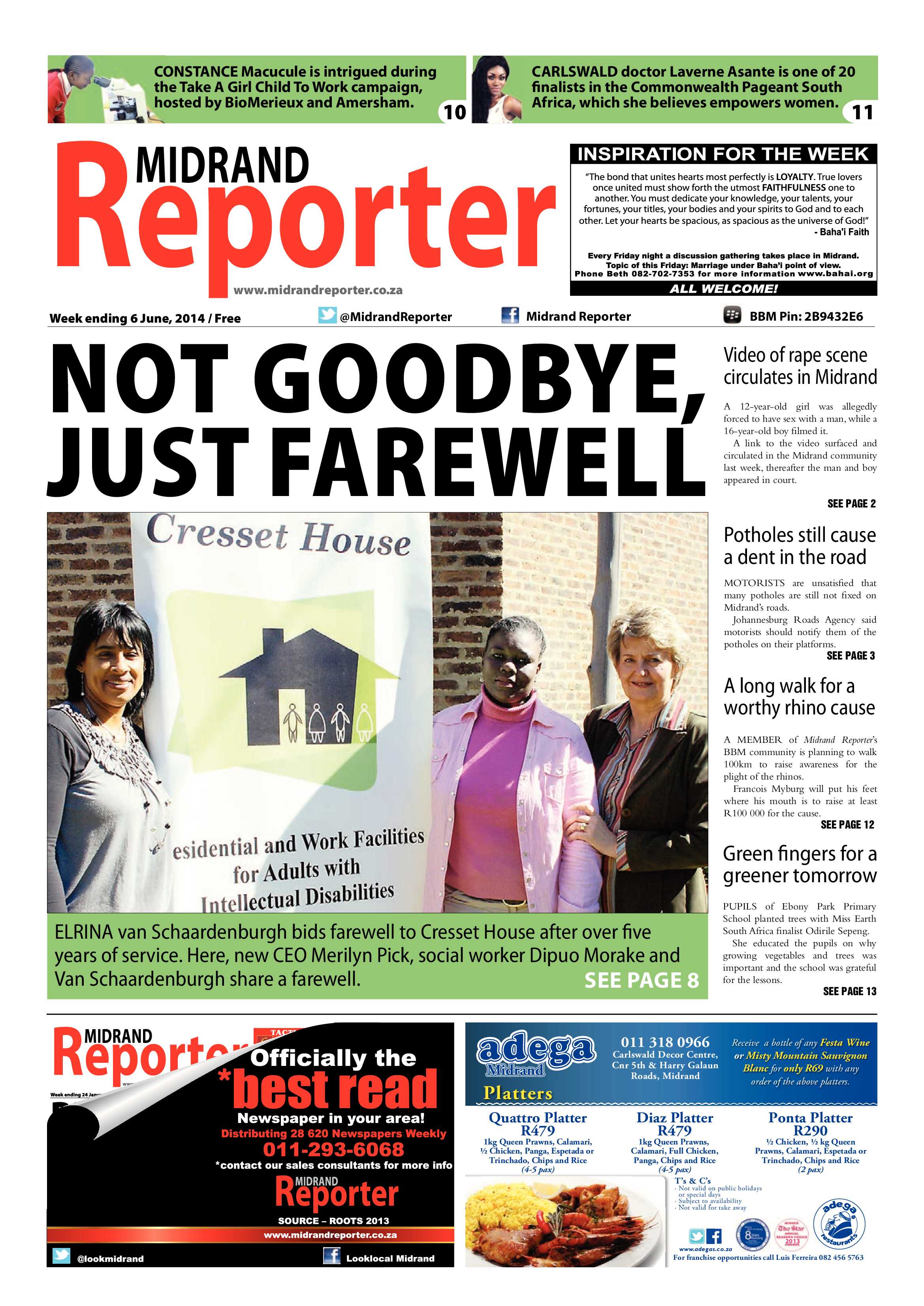 Midrand Reporter 06 June 2014 page 1
