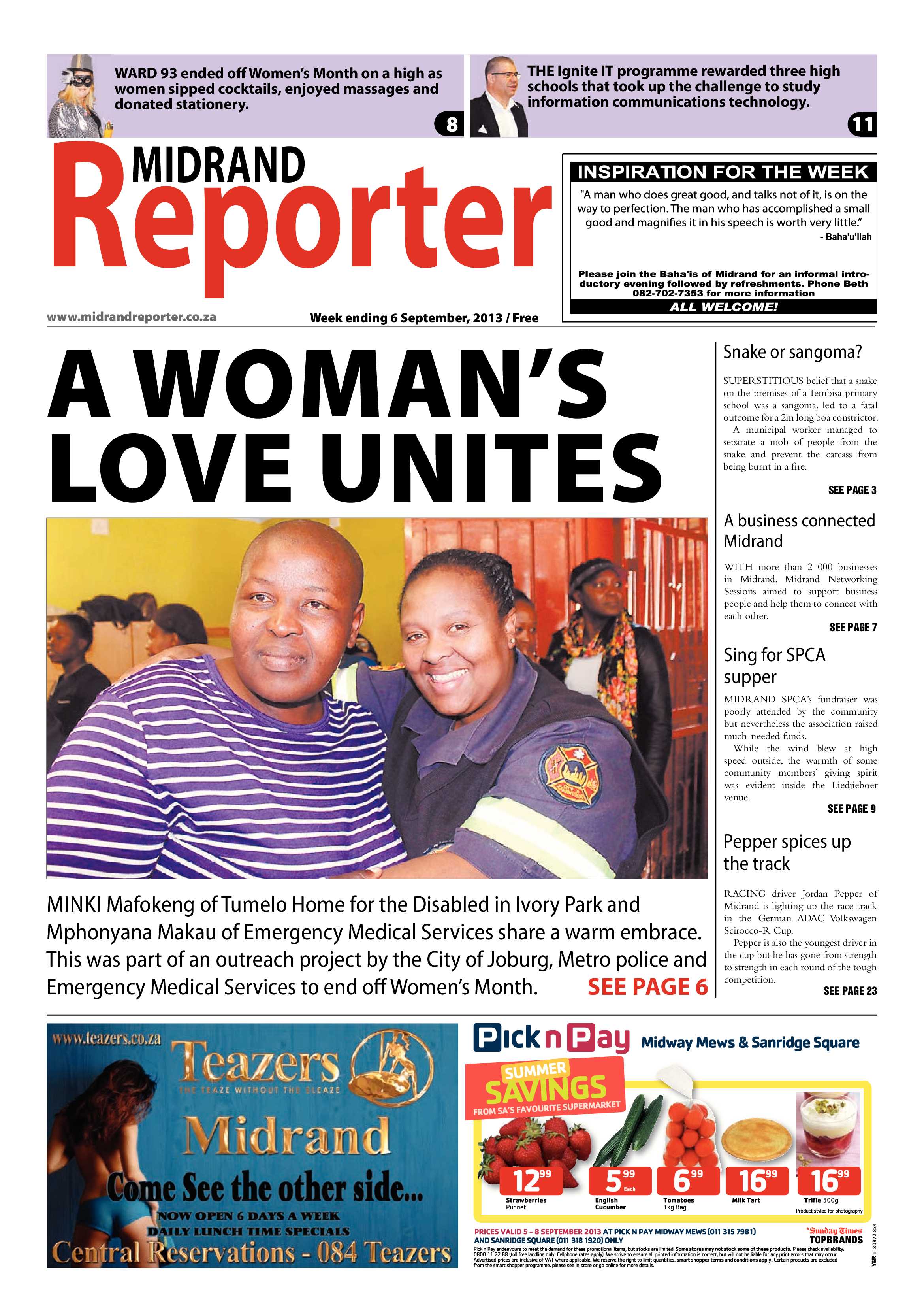 Midrand Reporter 06 September 2013 page 1