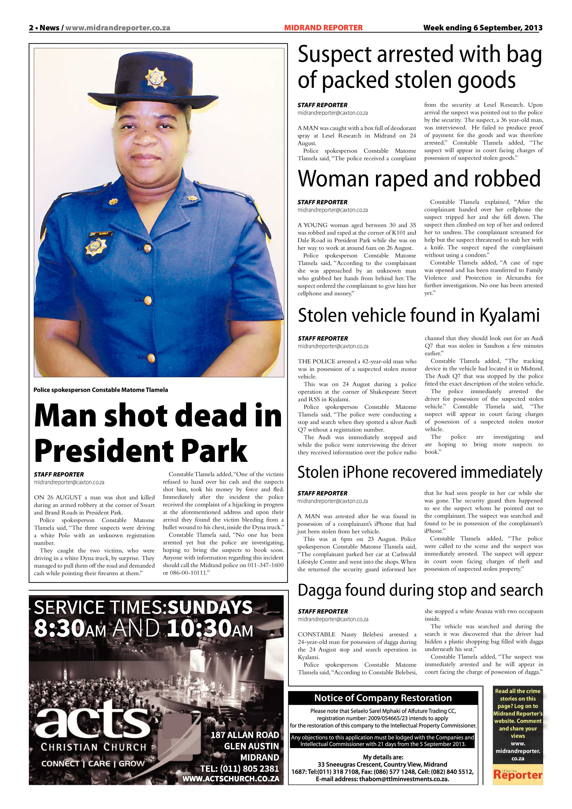 Midrand Reporter 06 September 2013 page 2