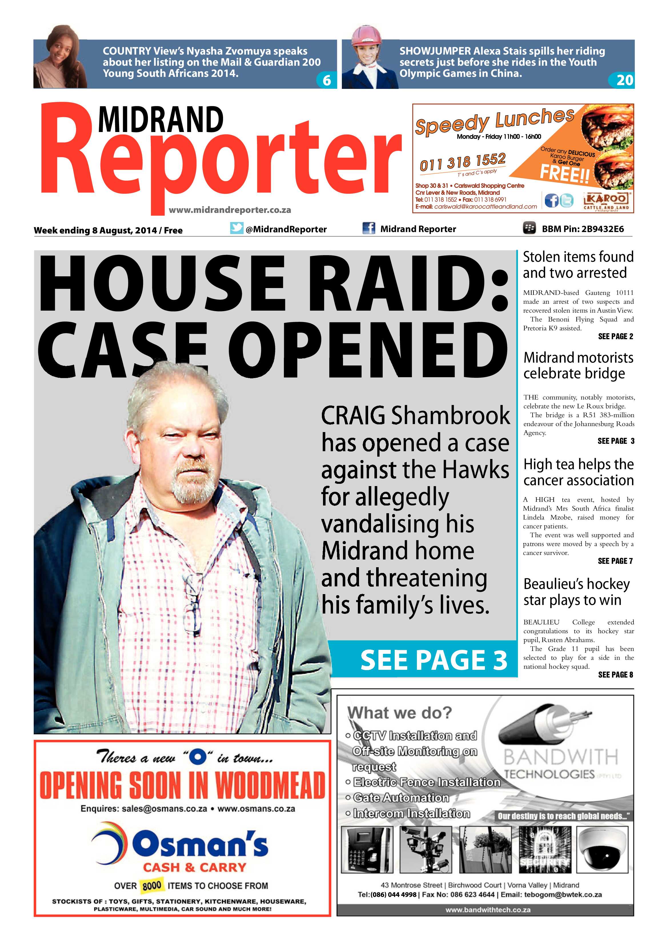 Midrand Reporter 08 August 2014 page 1