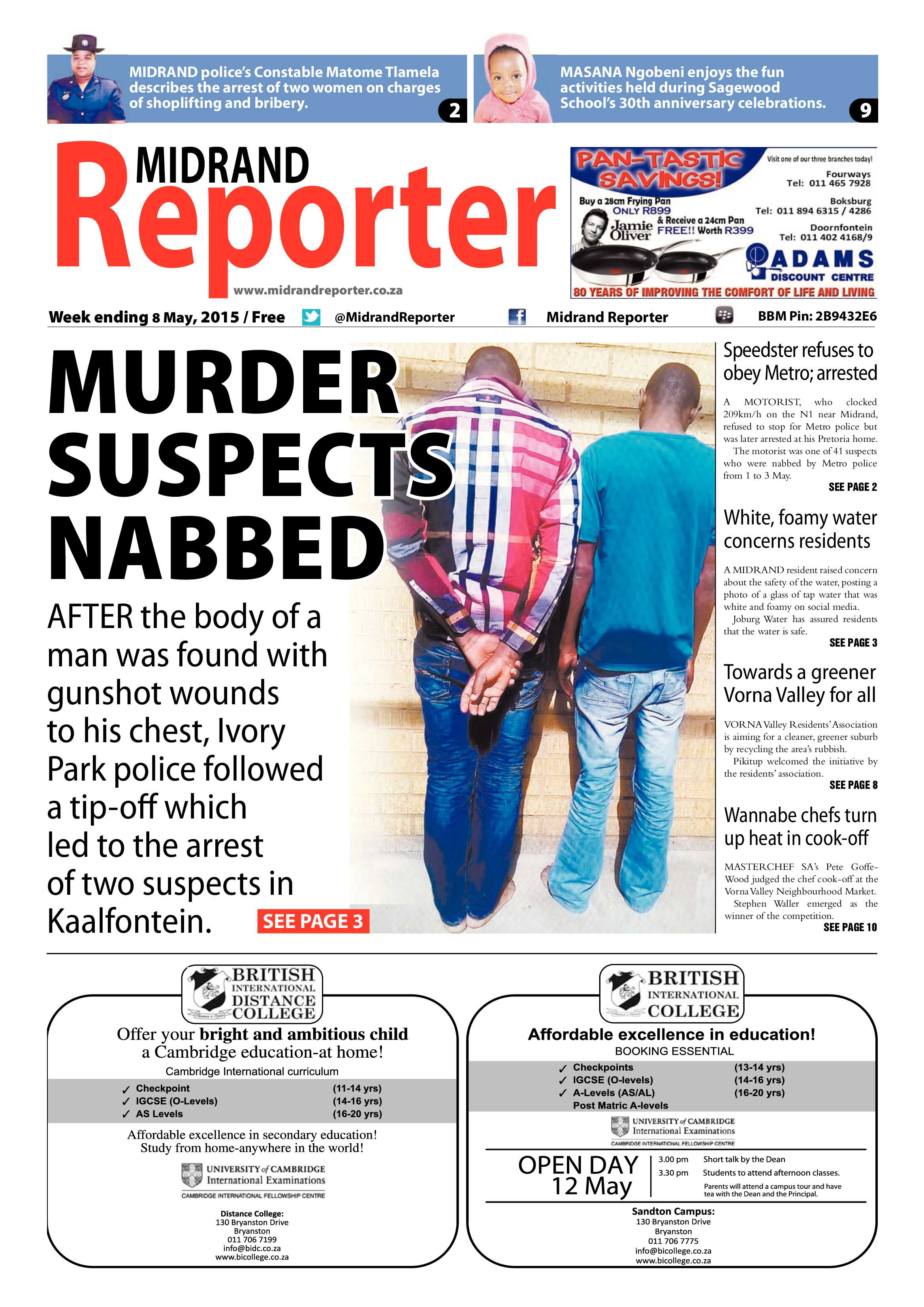 Midrand Reporter 08 May 2015 page 1