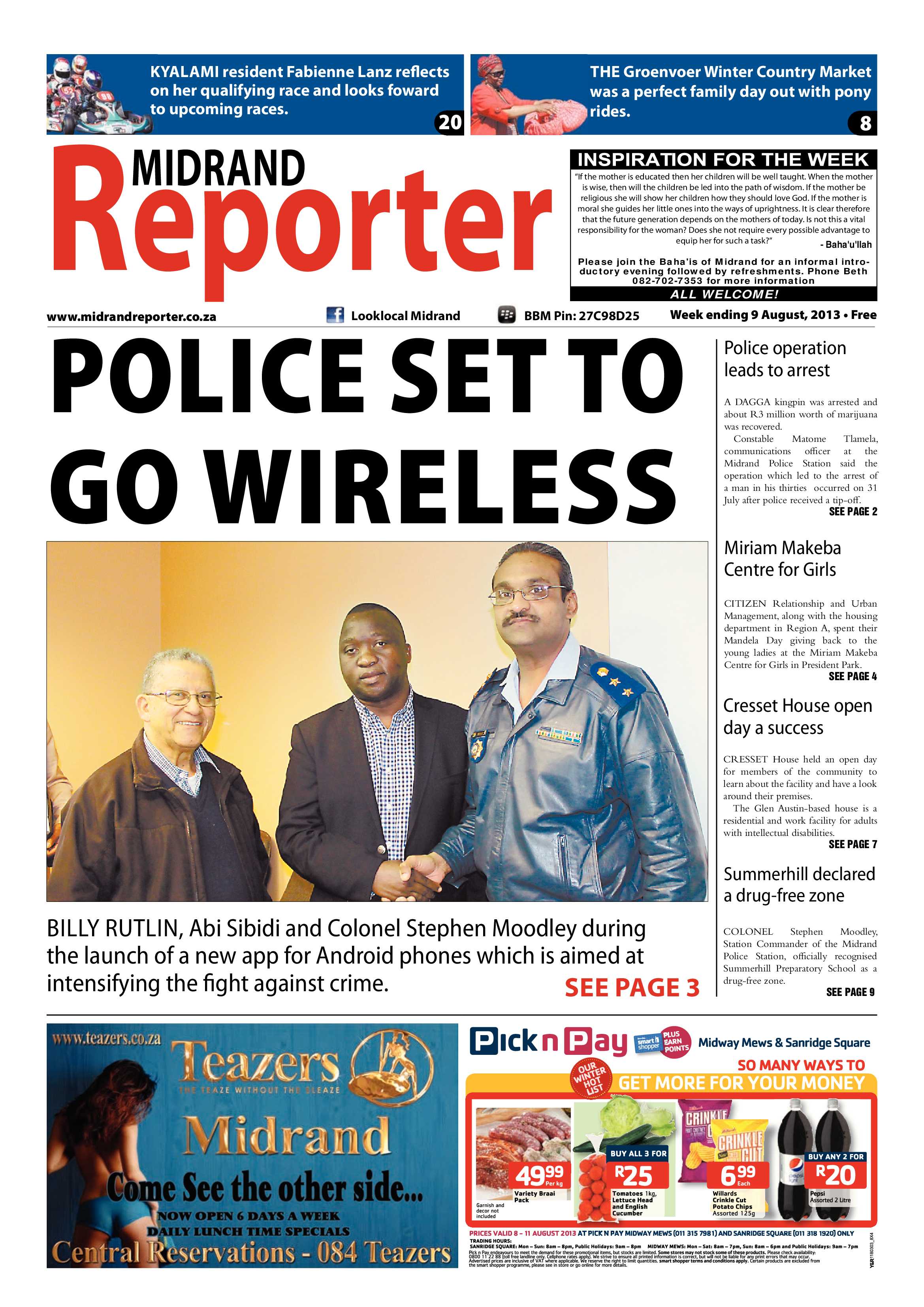 Midrand Reporter 09 August 2013 page 1