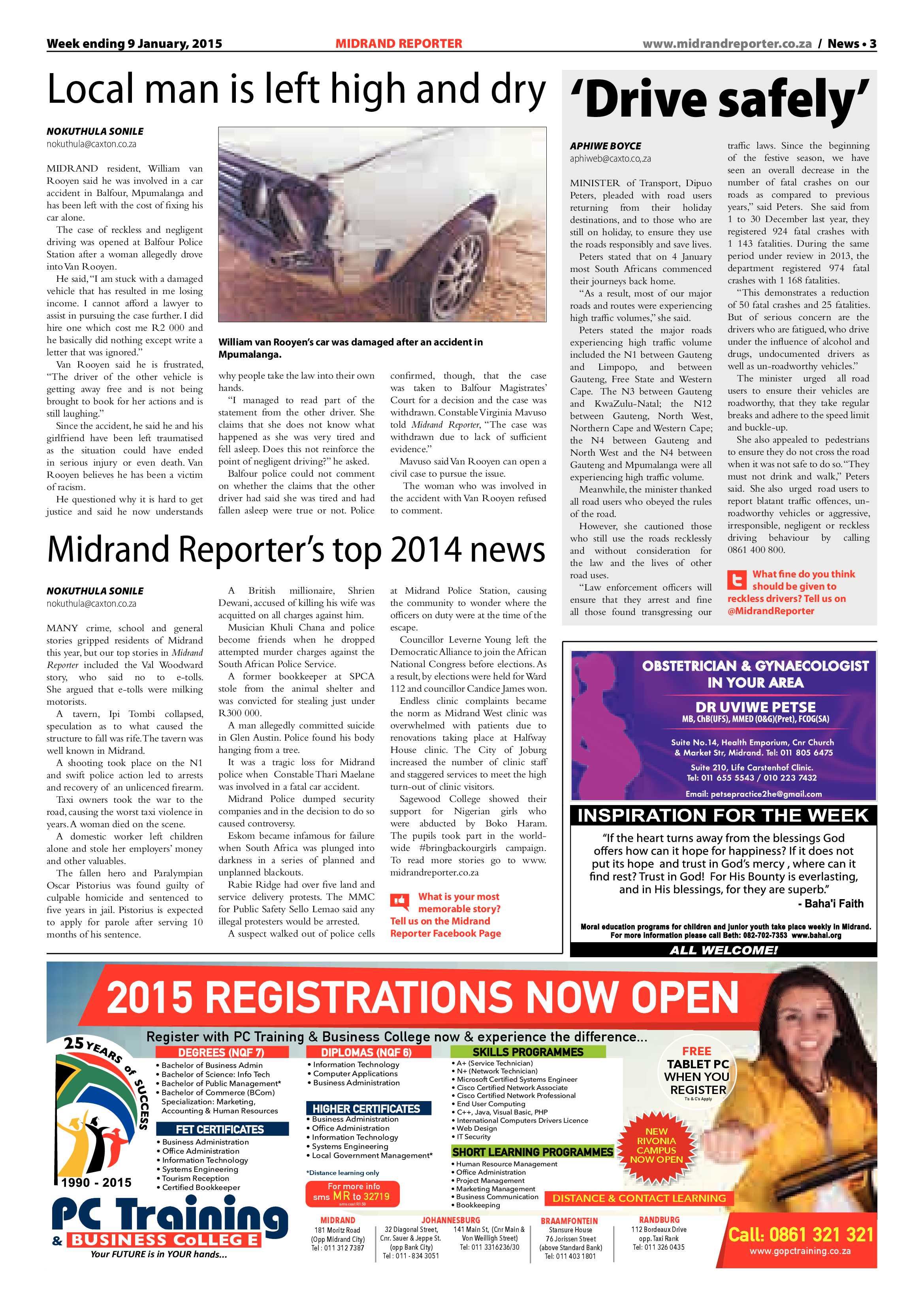 Midrand Reporter 09 January 2015 page 3