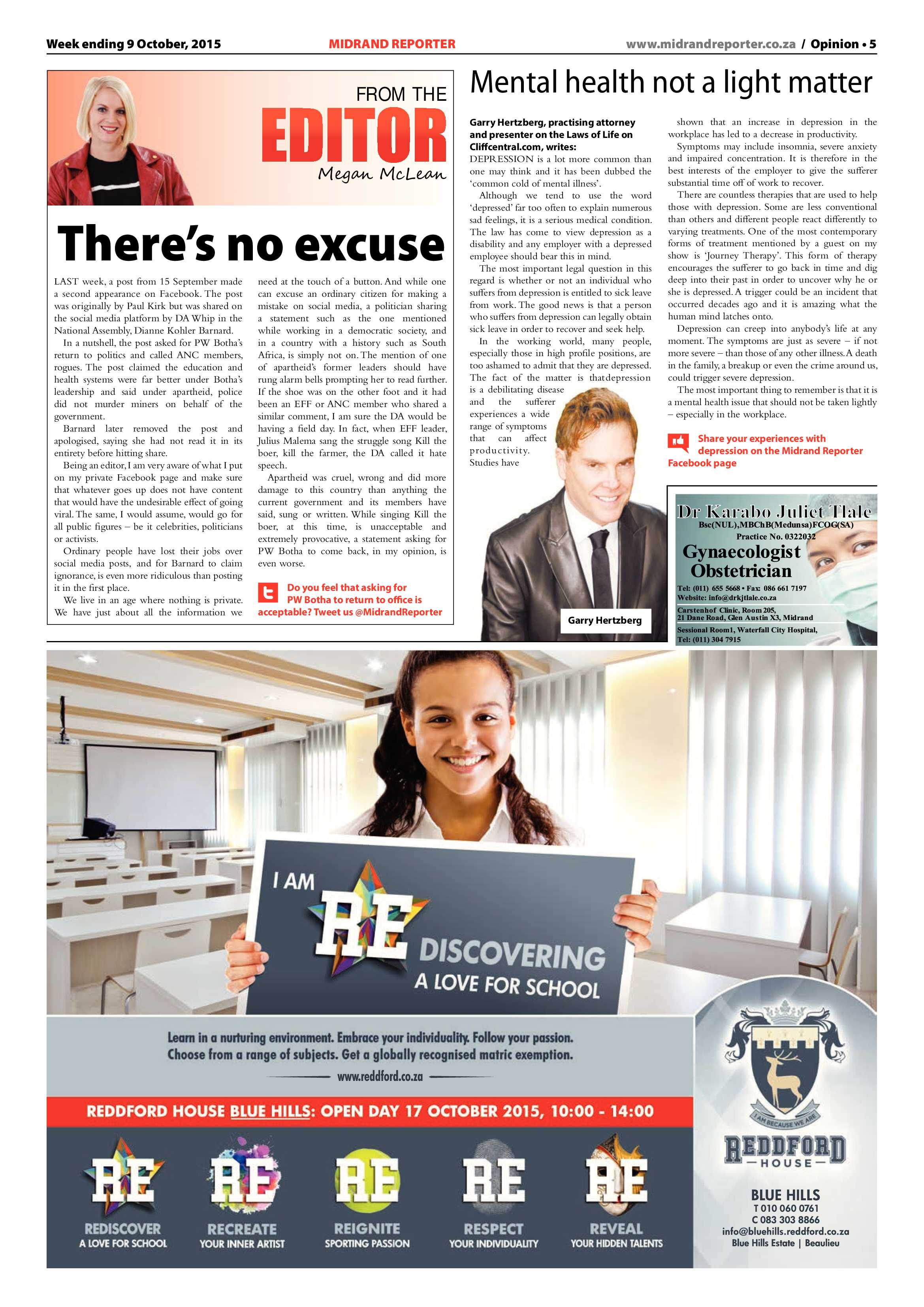 Midrand Reporter 09 October 2015 page 5