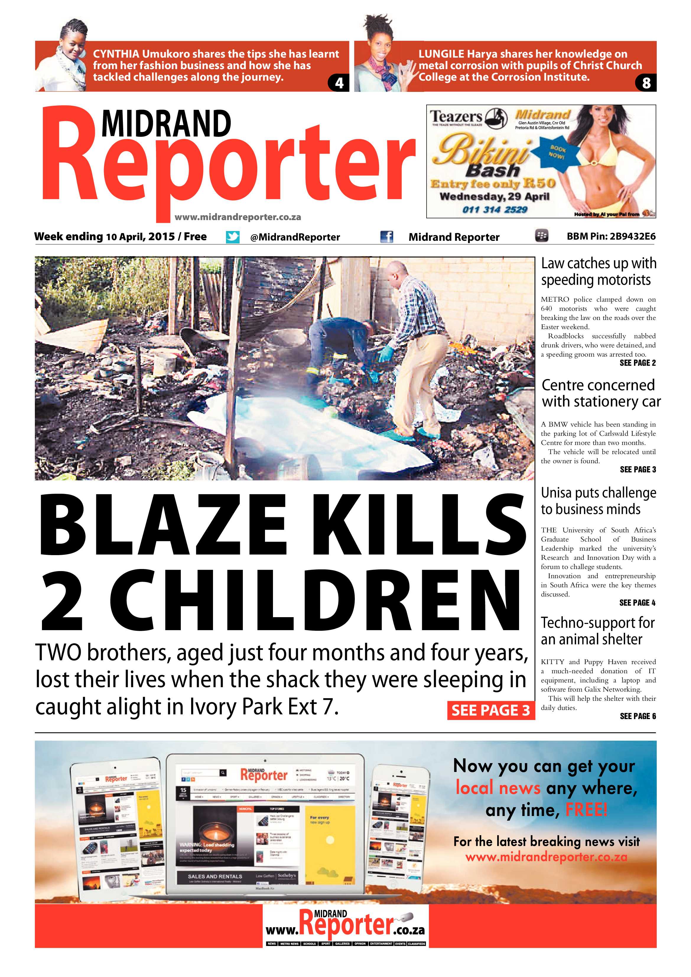 MIdrand Reporter 10 April 2015 page 1
