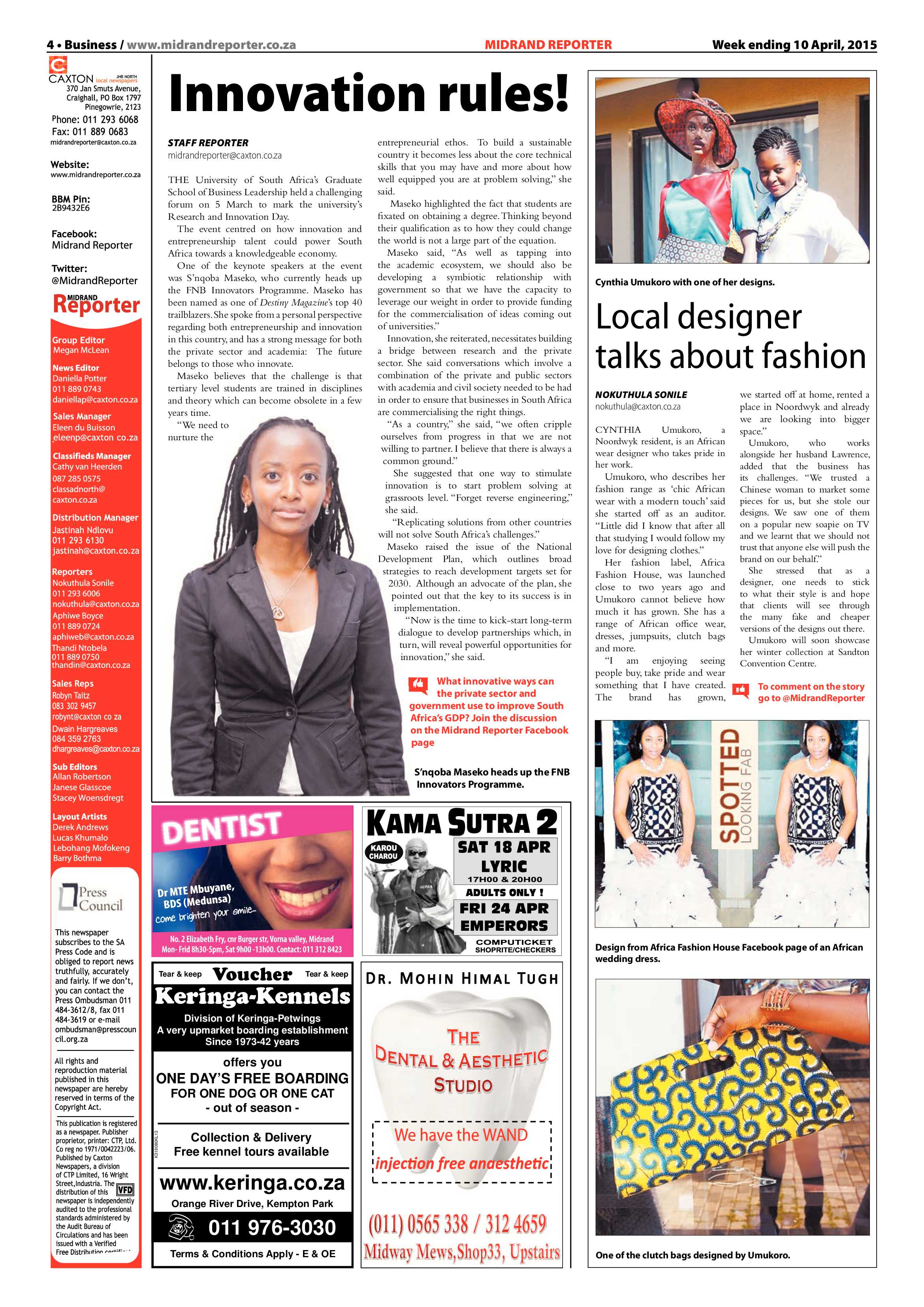 MIdrand Reporter 10 April 2015 page 4