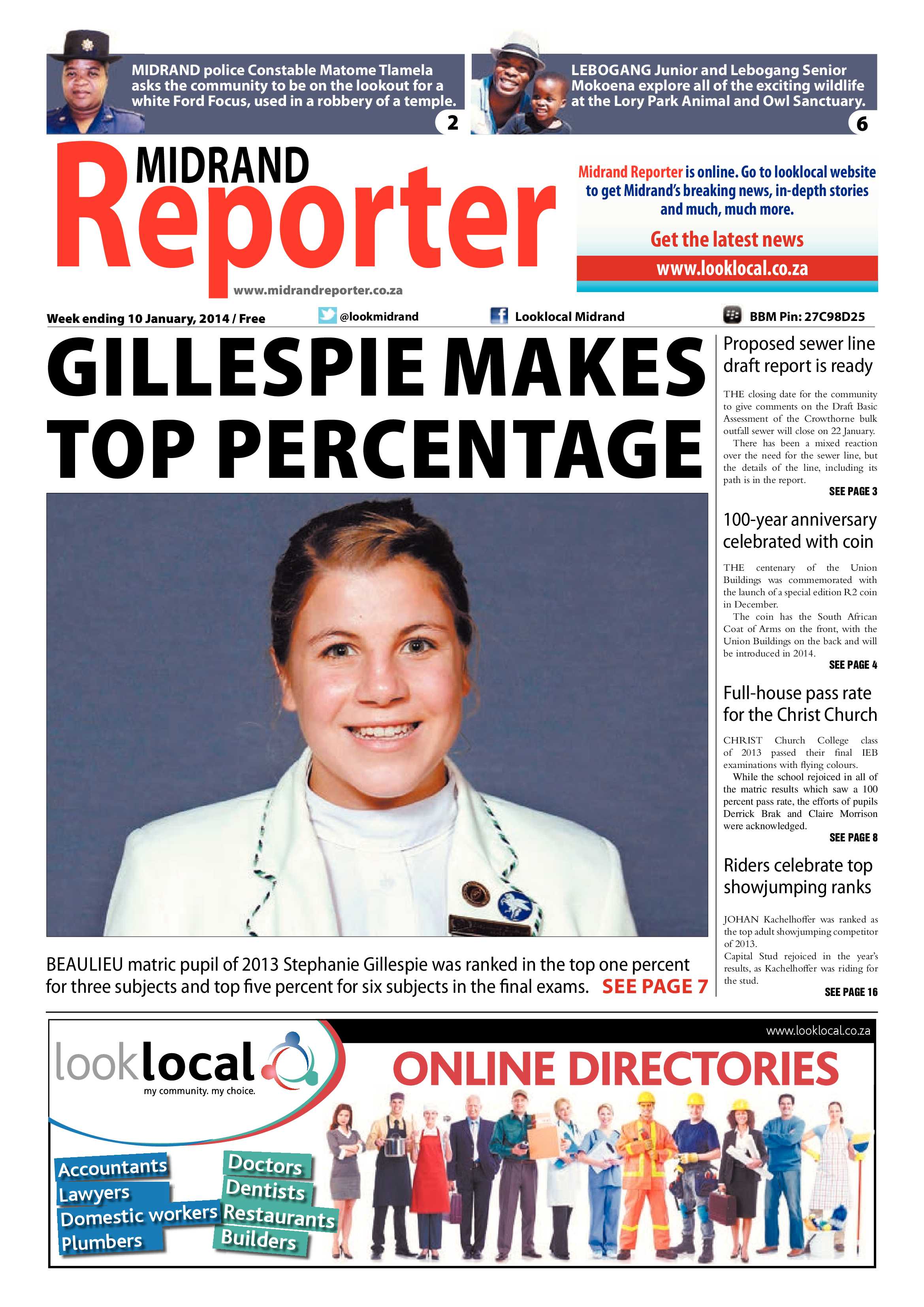 Midrand Reporter 10 January 2014 page 1