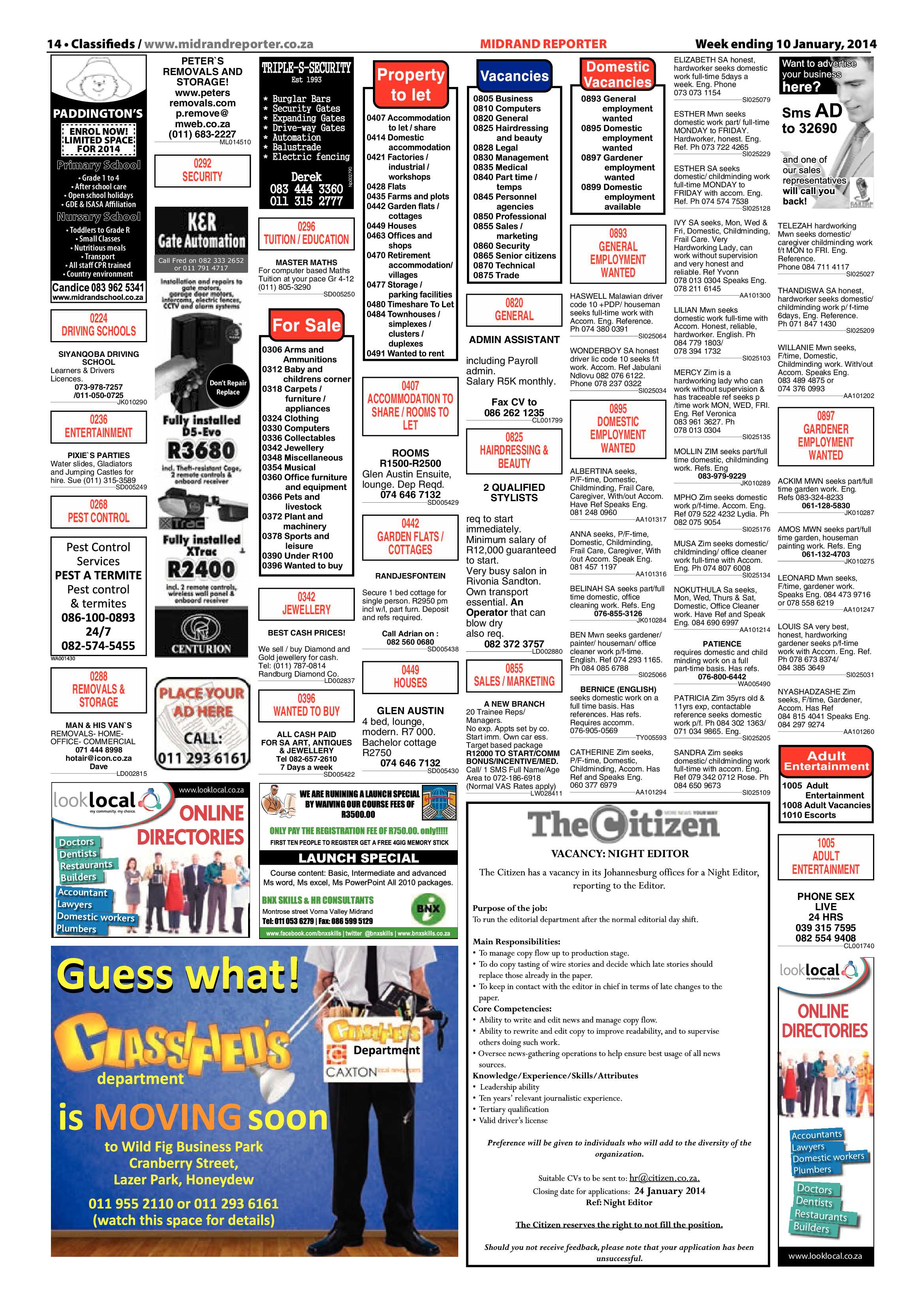 Midrand Reporter 10 January 2014 page 14