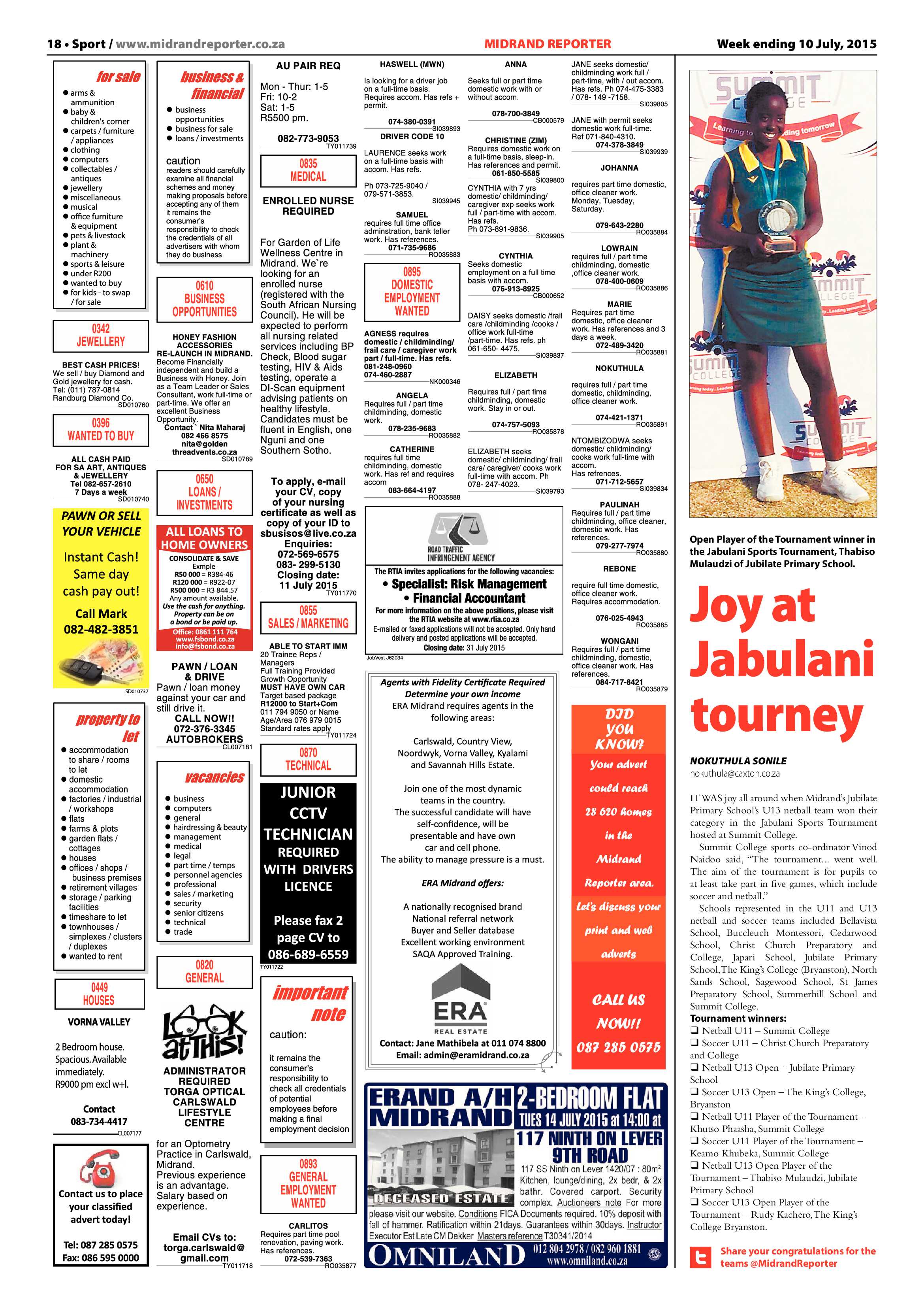 Midrand Reporter 10 July 2015 page 18