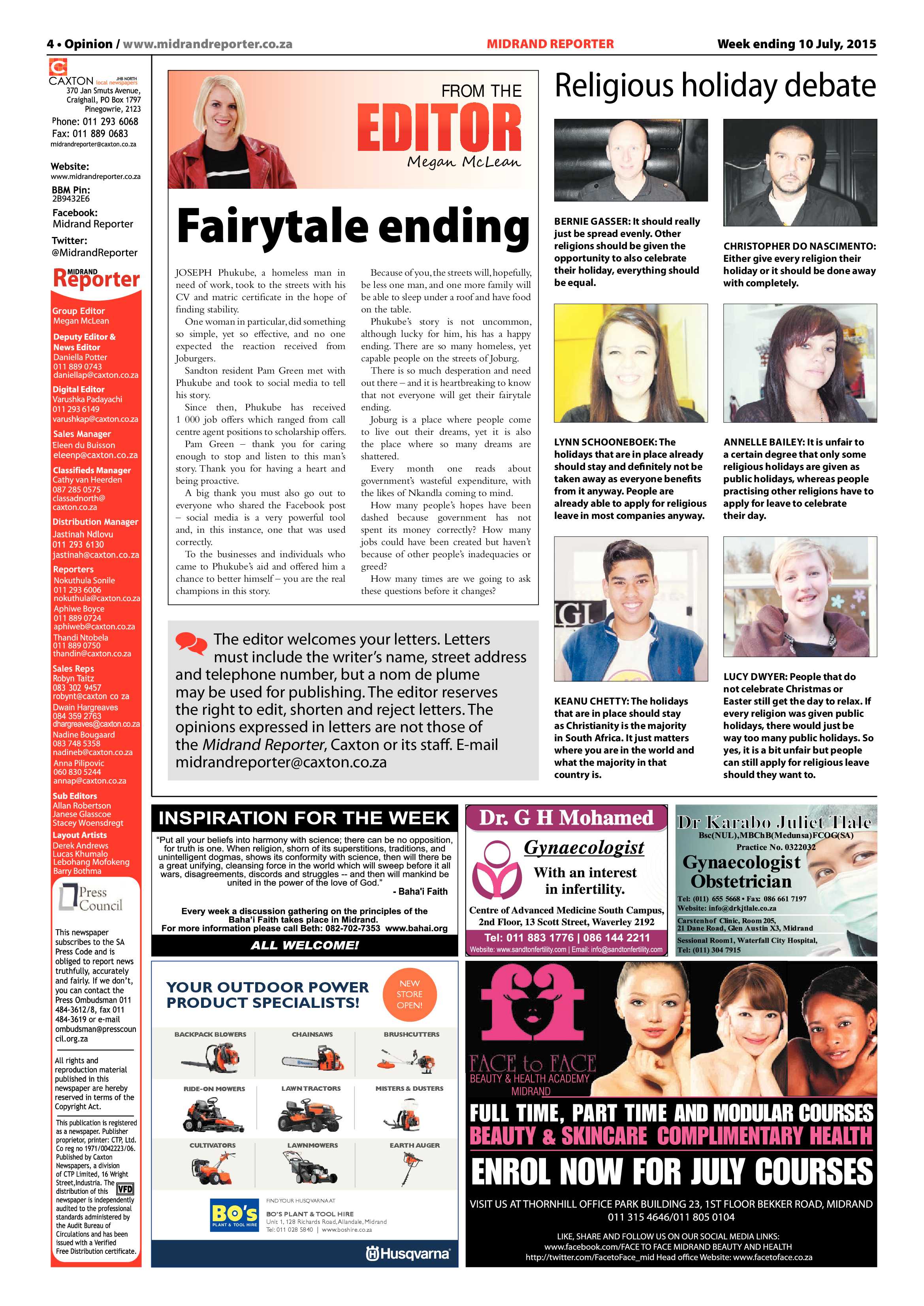 Midrand Reporter 10 July 2015 page 4