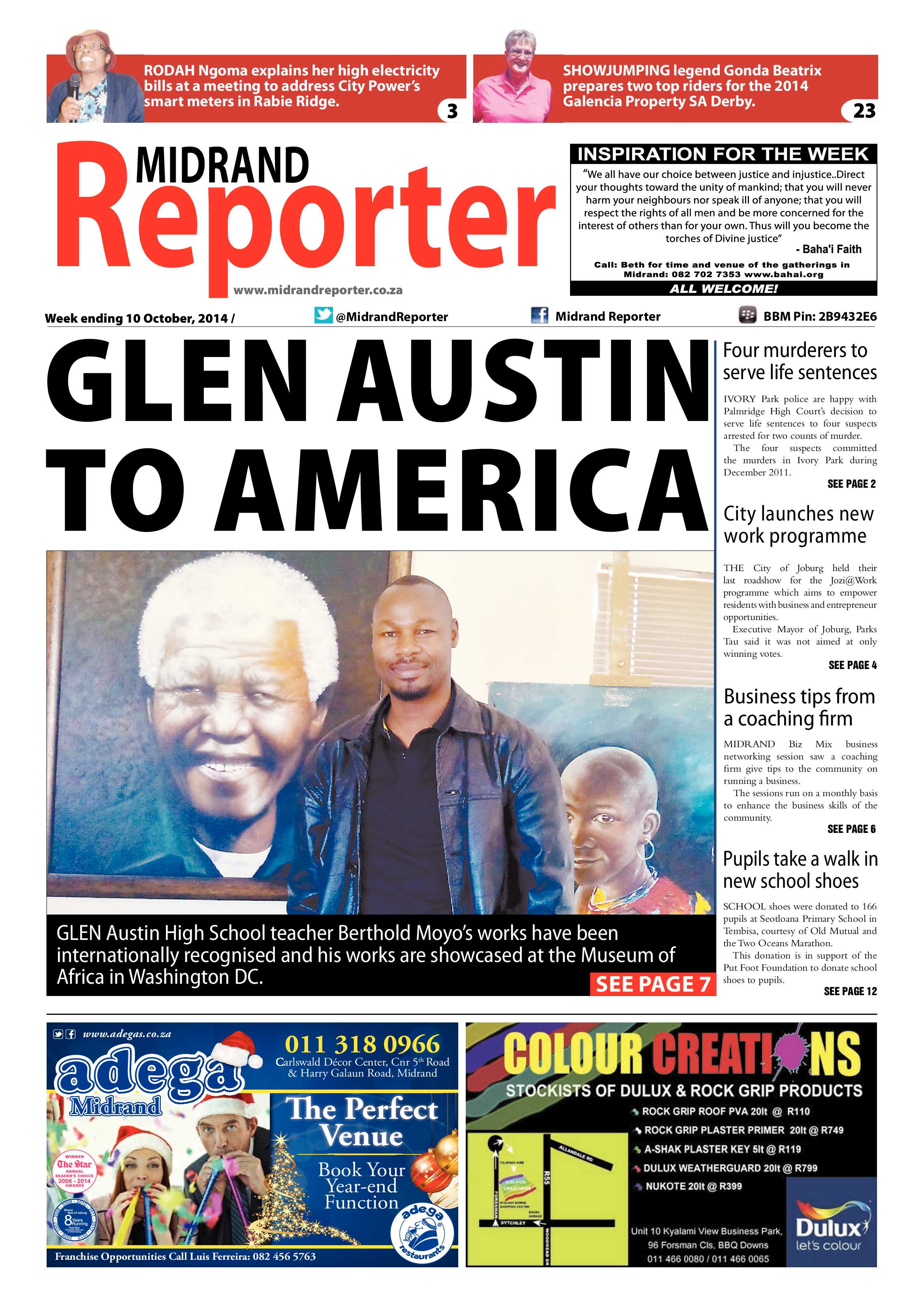 Midrand Reporter 10 October 2014 page 1