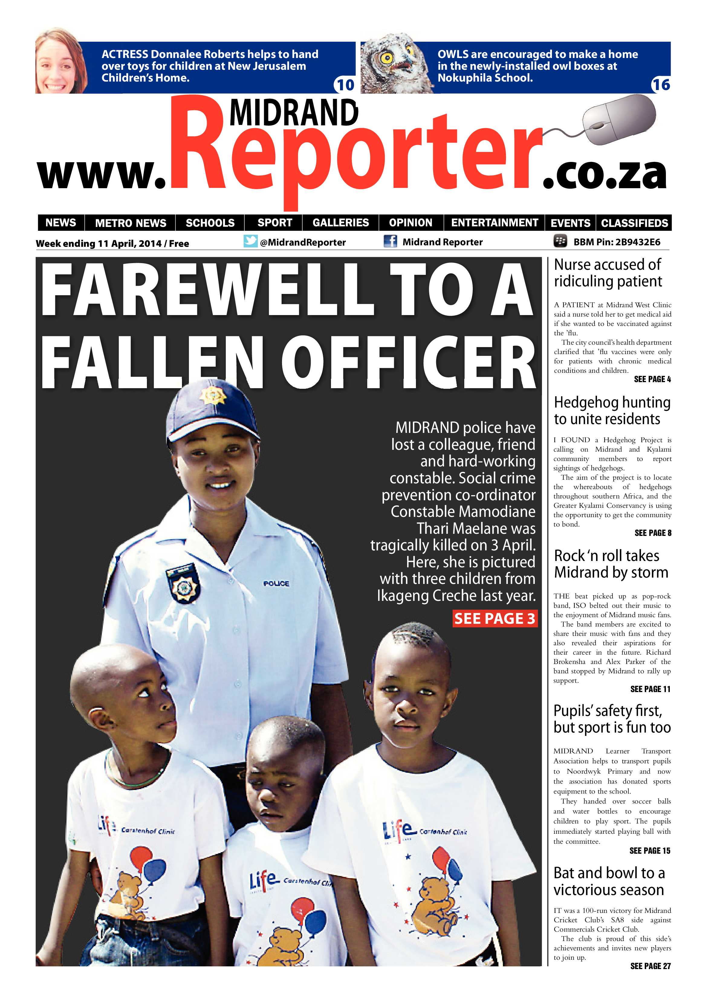 Midrand Reporter 11 April 2014 page 1