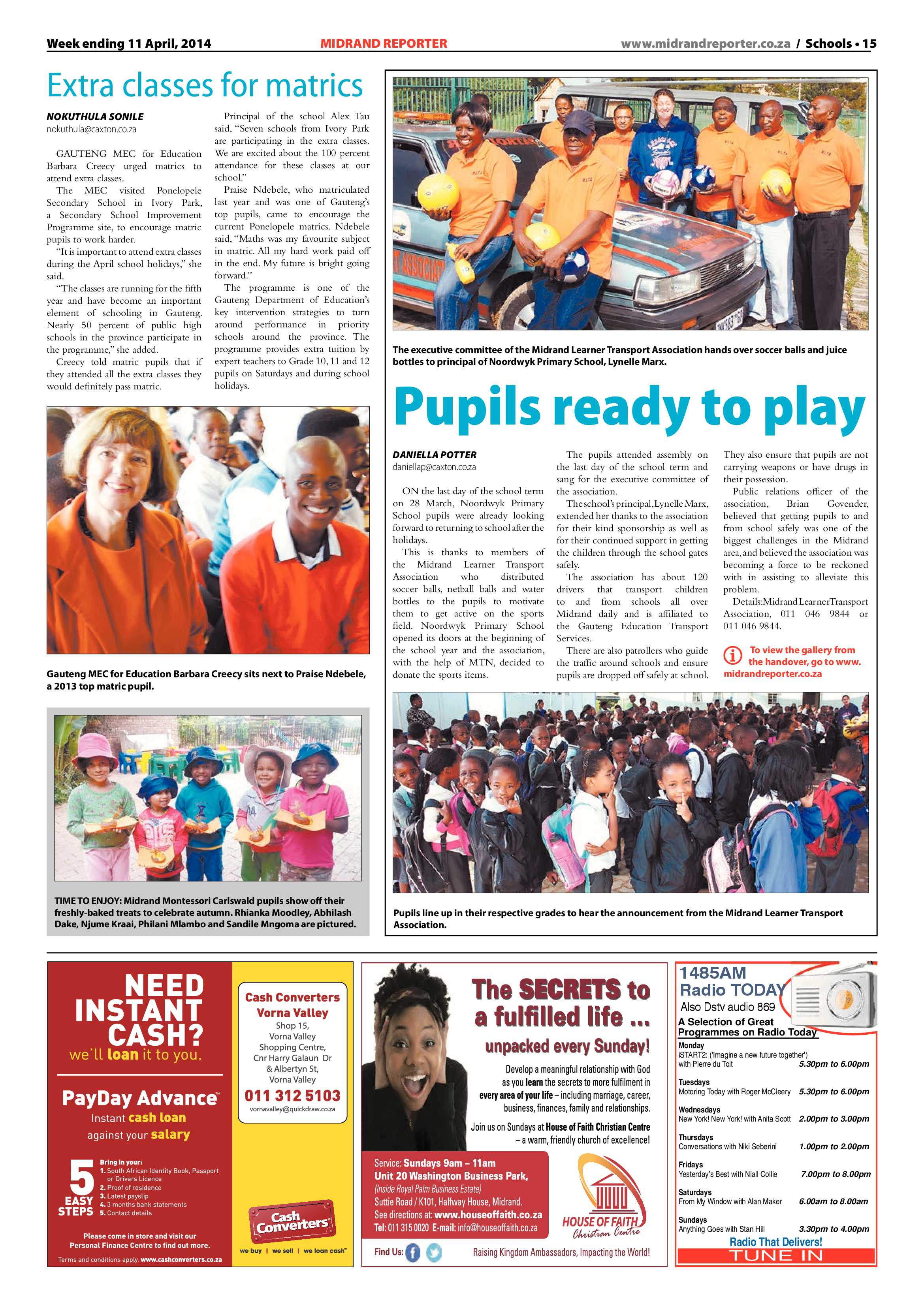 Midrand Reporter 11 April 2014 page 15