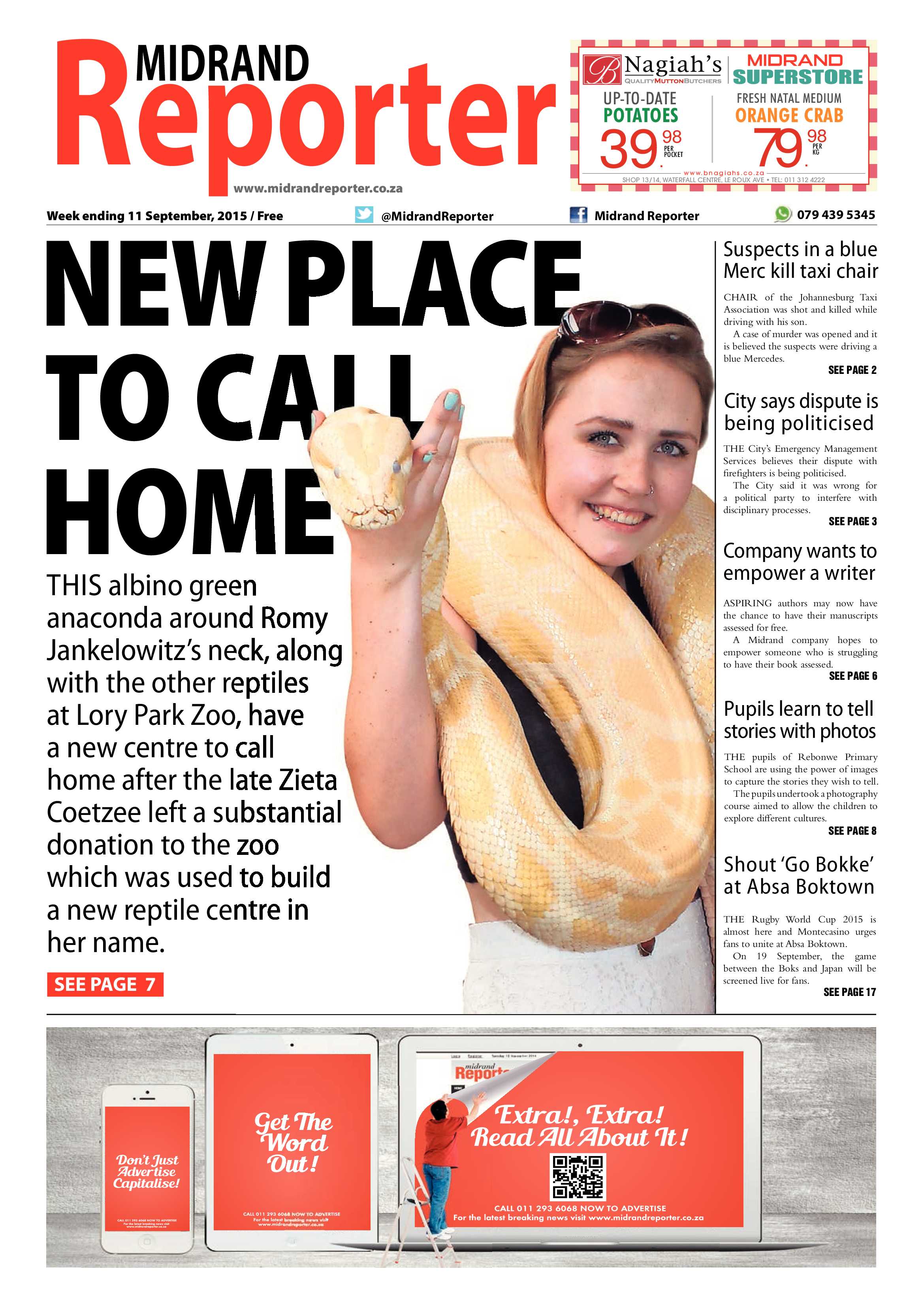 Midrand Reporter 11 September 2015 page 1