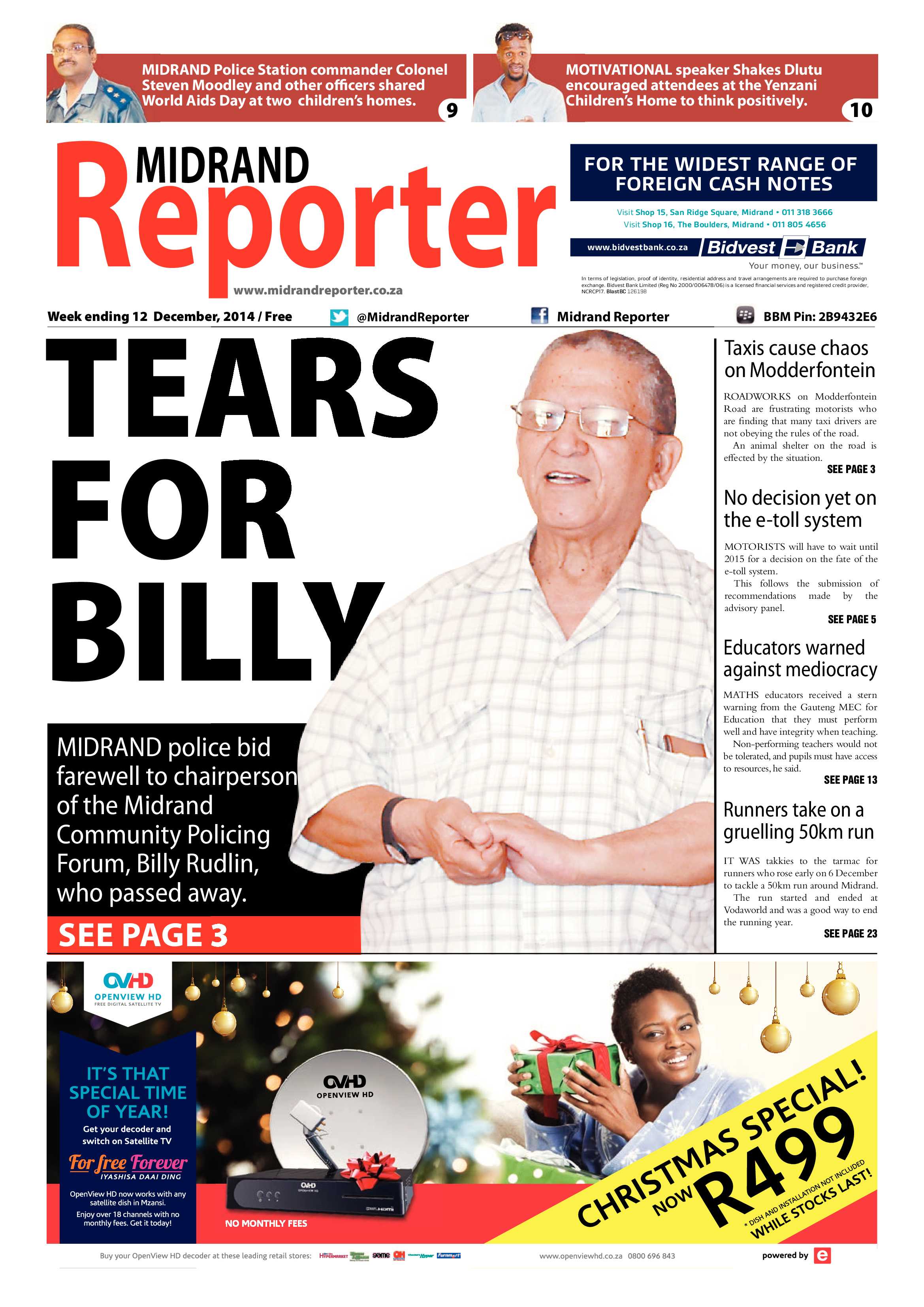 Midrand Reporter 12 December 2014 page 1