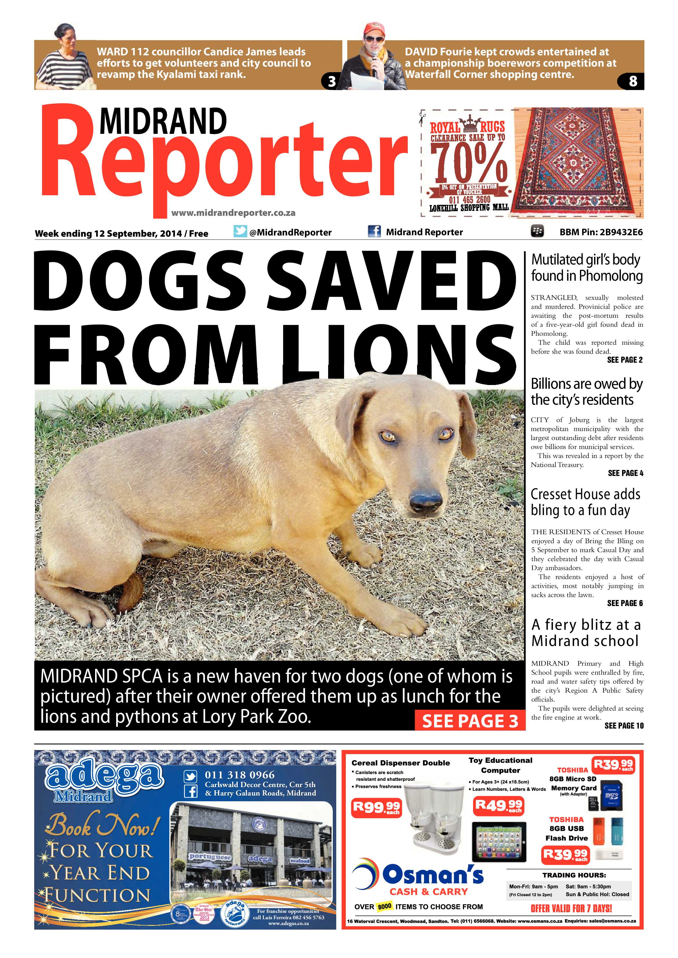 Midrand Reporter 12 September 2014 page 1