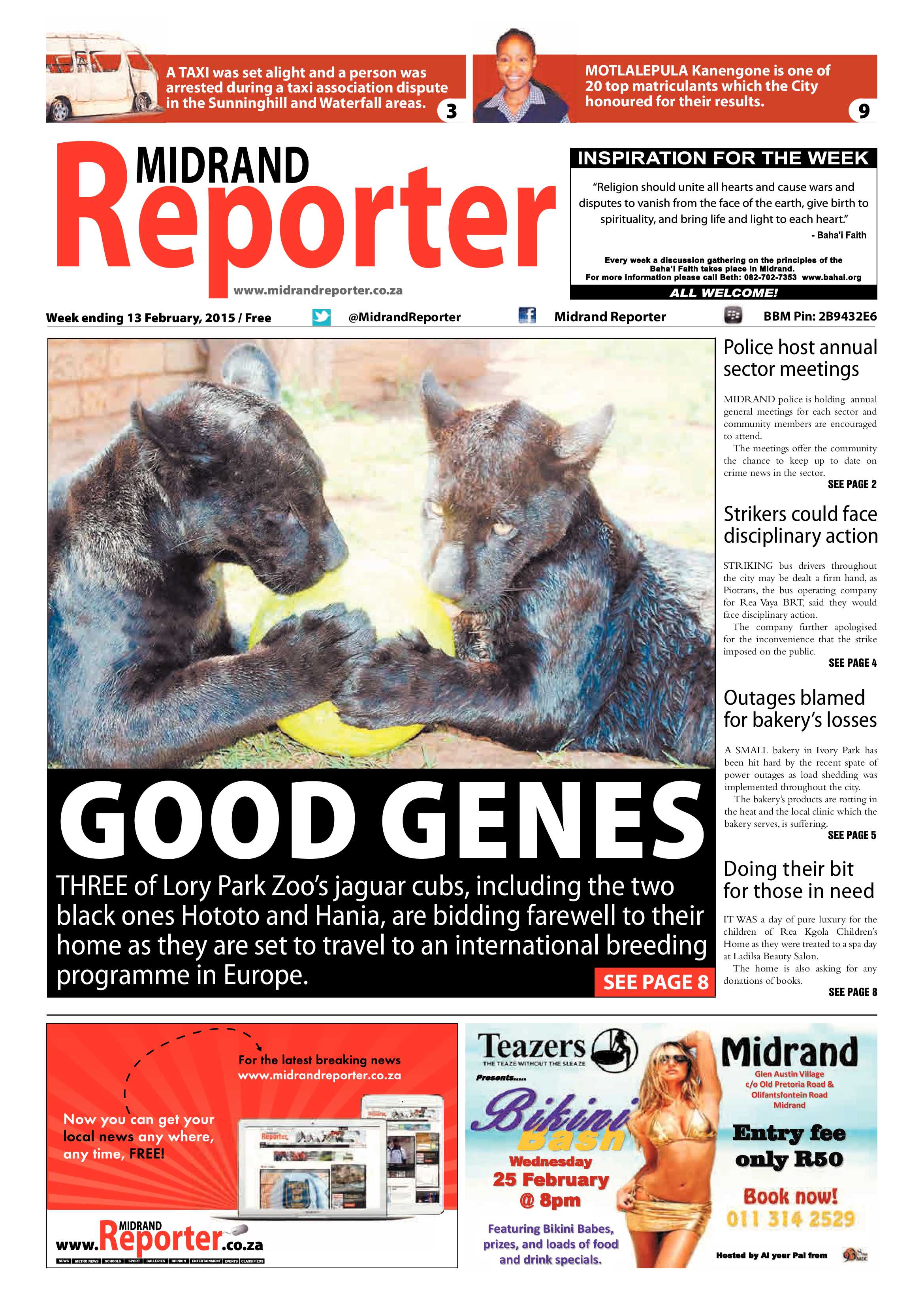 Midrand Reporter 13 February 2015 page 1