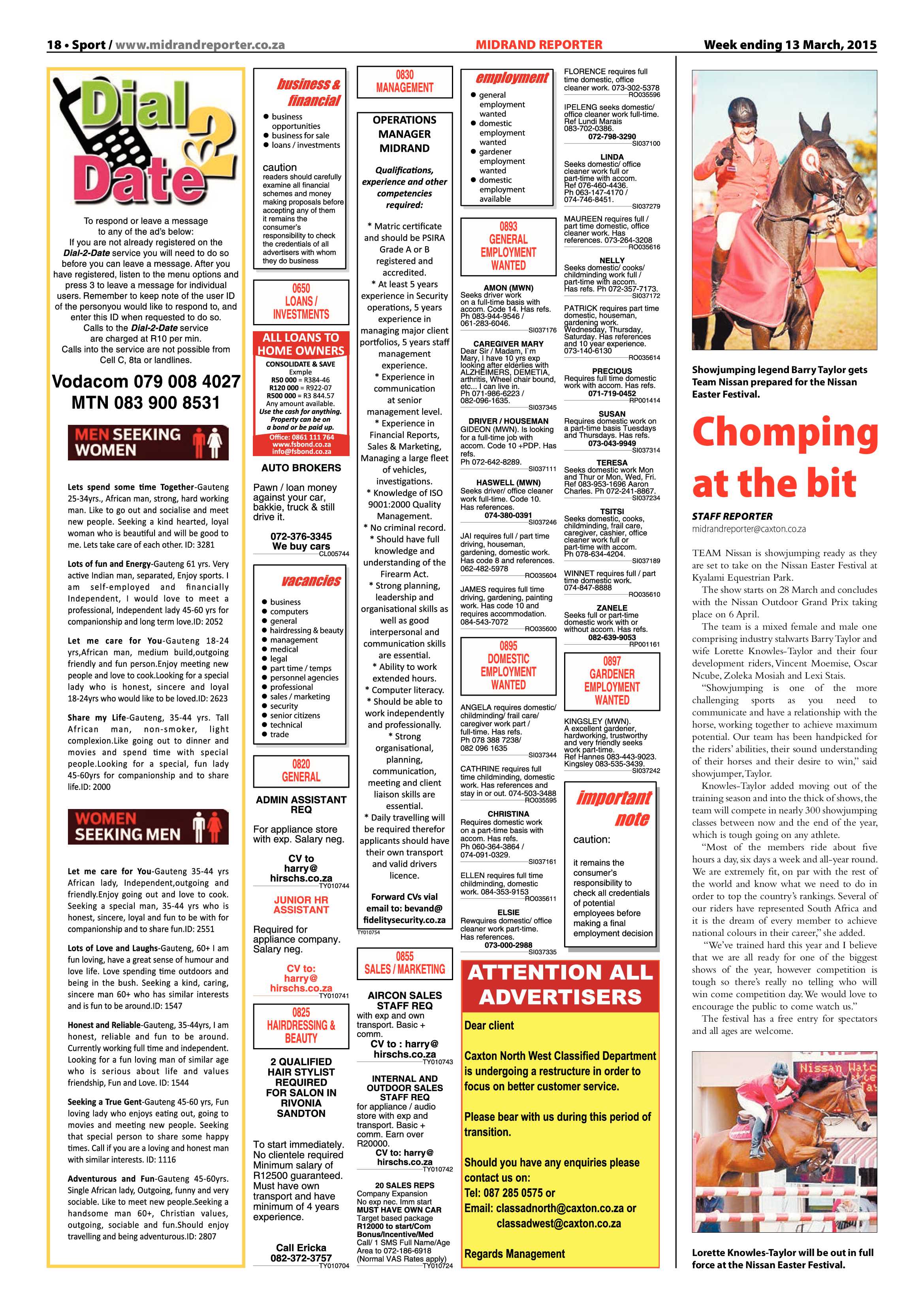 Midrand Reporter 13 March 2015 page 18