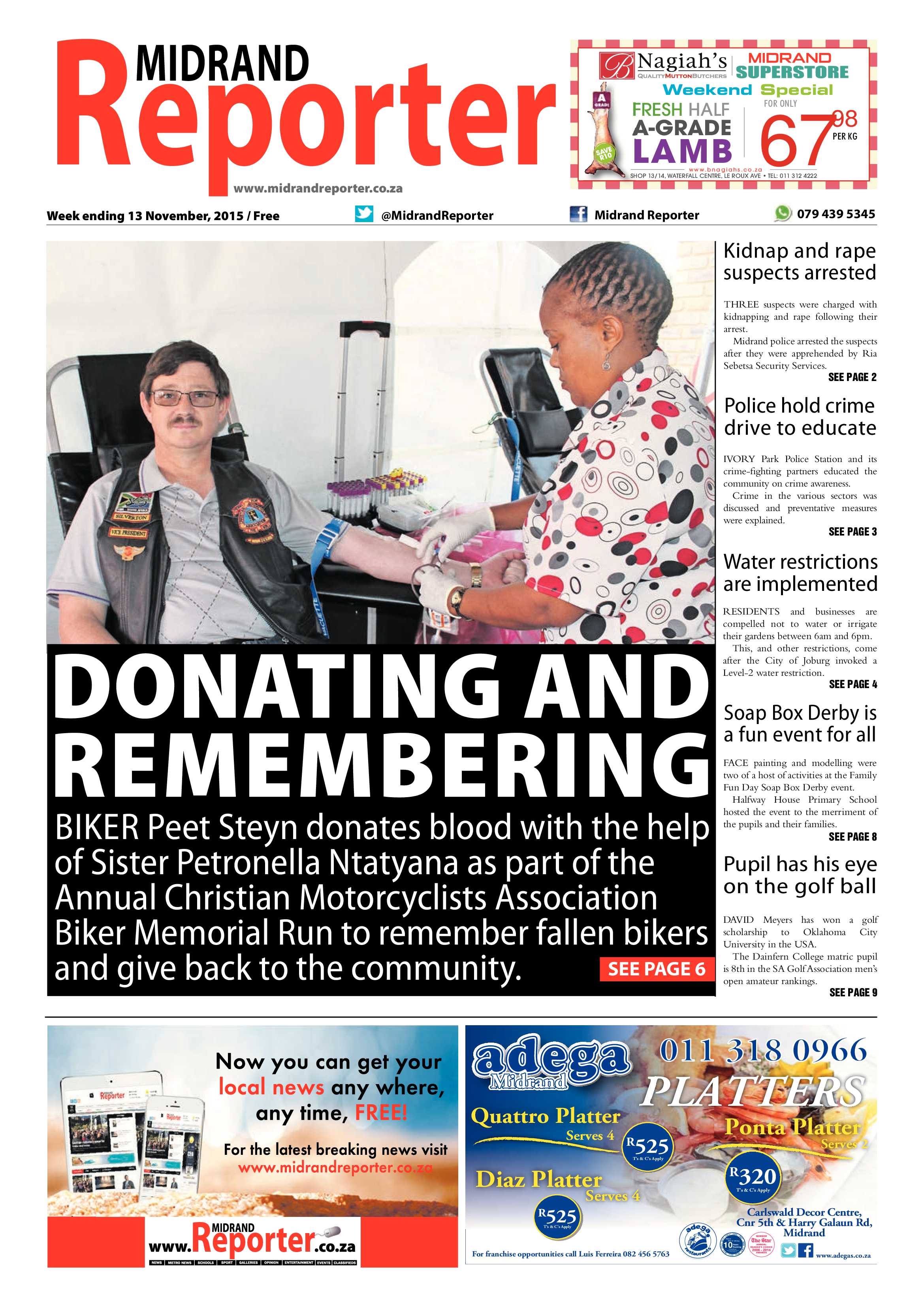 Midrand Reporter 13 November 2015 page 1