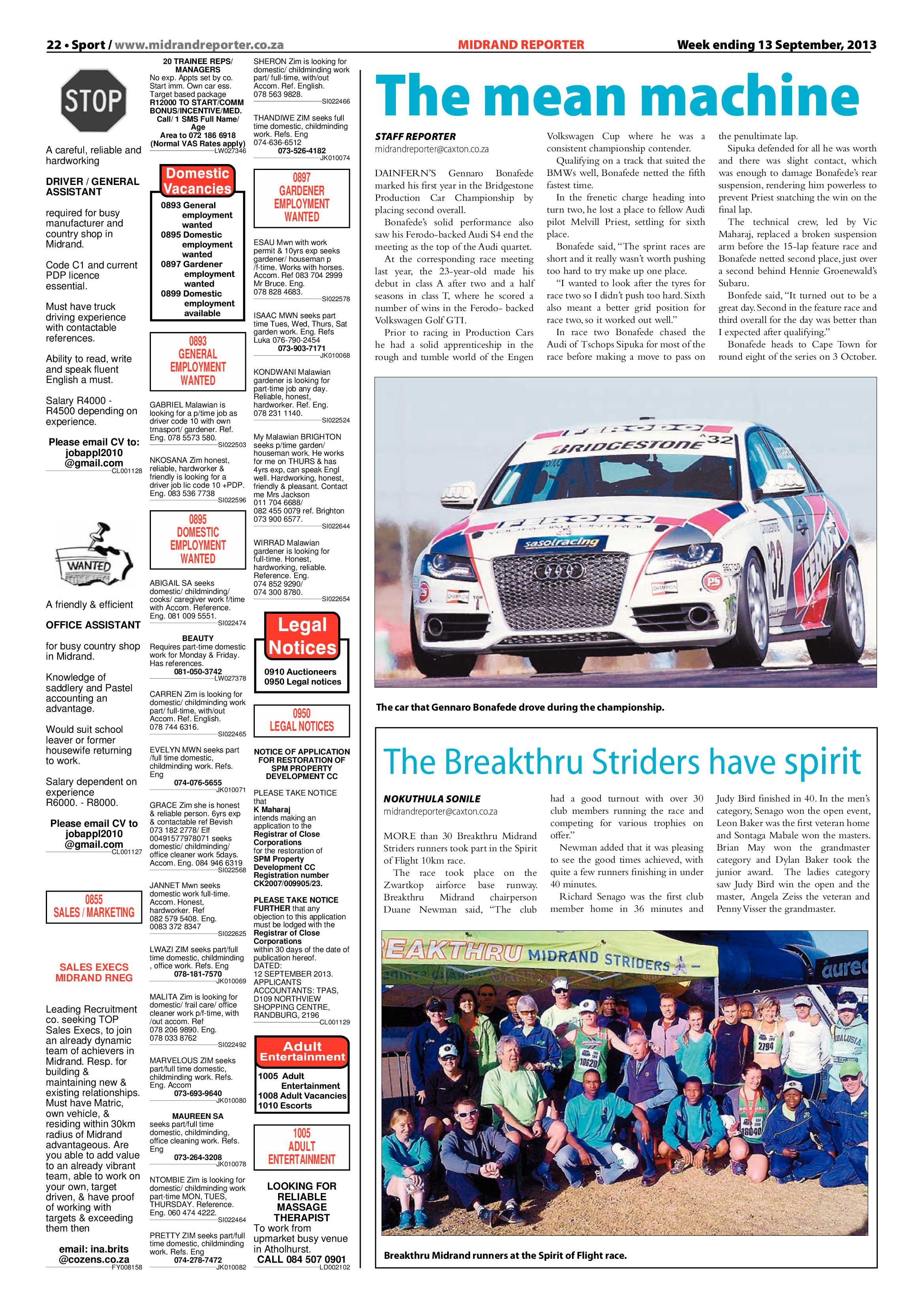 Midrand Reporter 13 September 2013 page 22