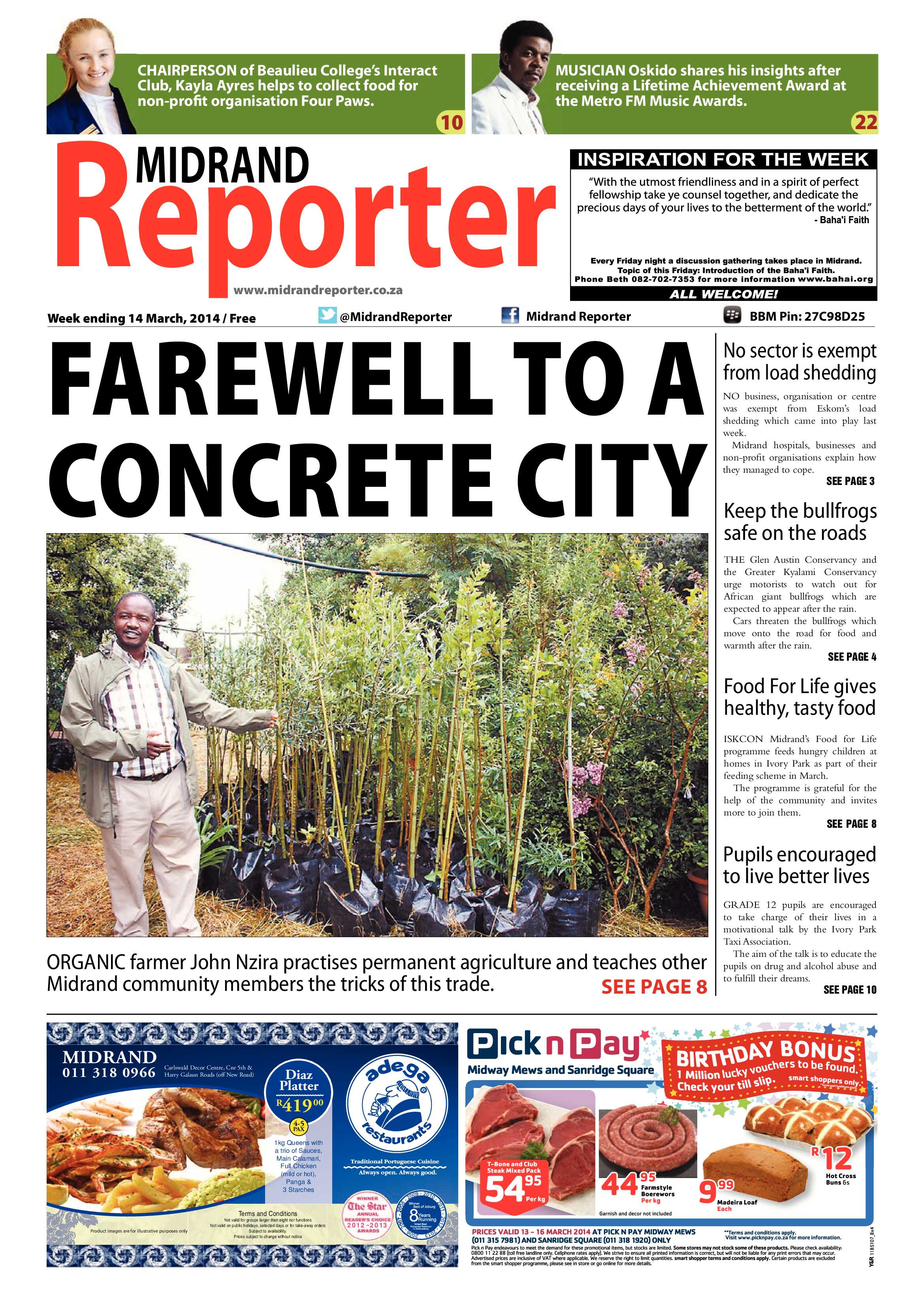 Midrand Reporter 14 March 2014 page 1