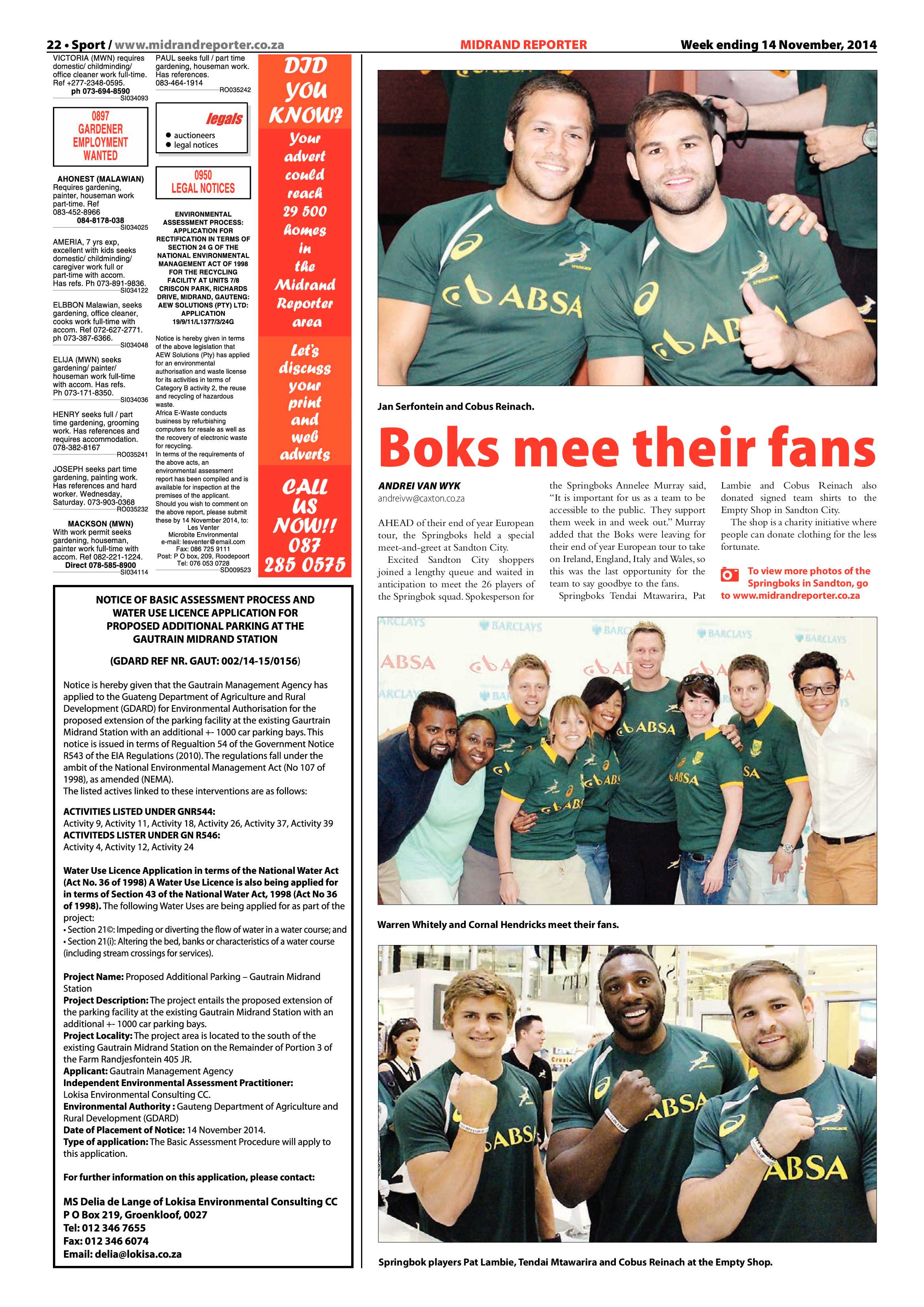 Midrand Reporter 14 November 2014 page 22