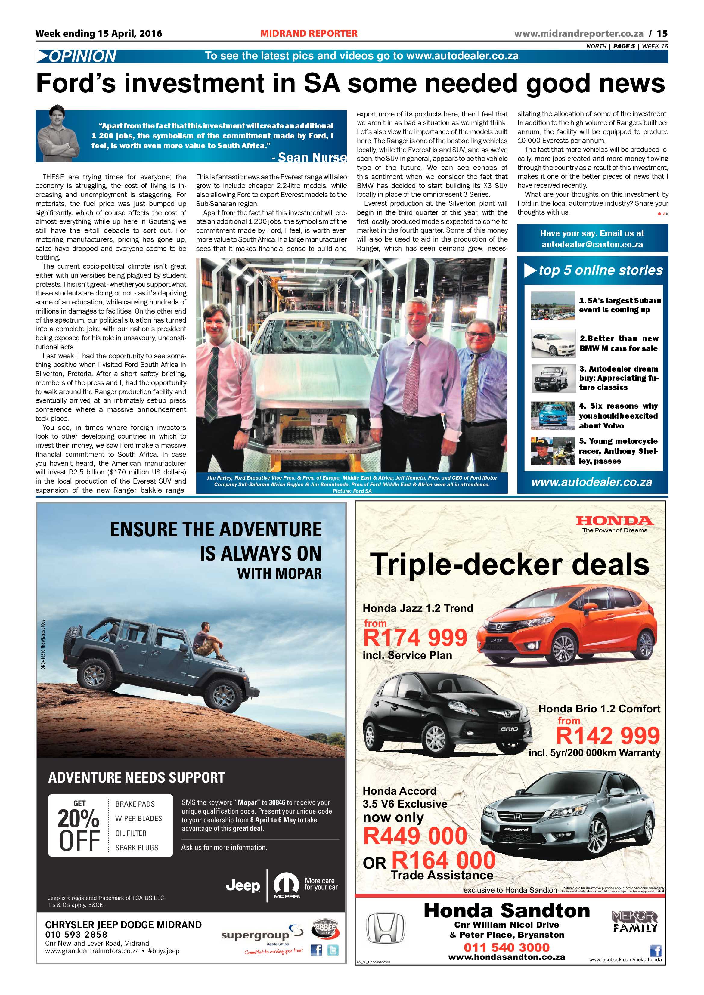 Midrand Reporter 15 April 2016 page 15