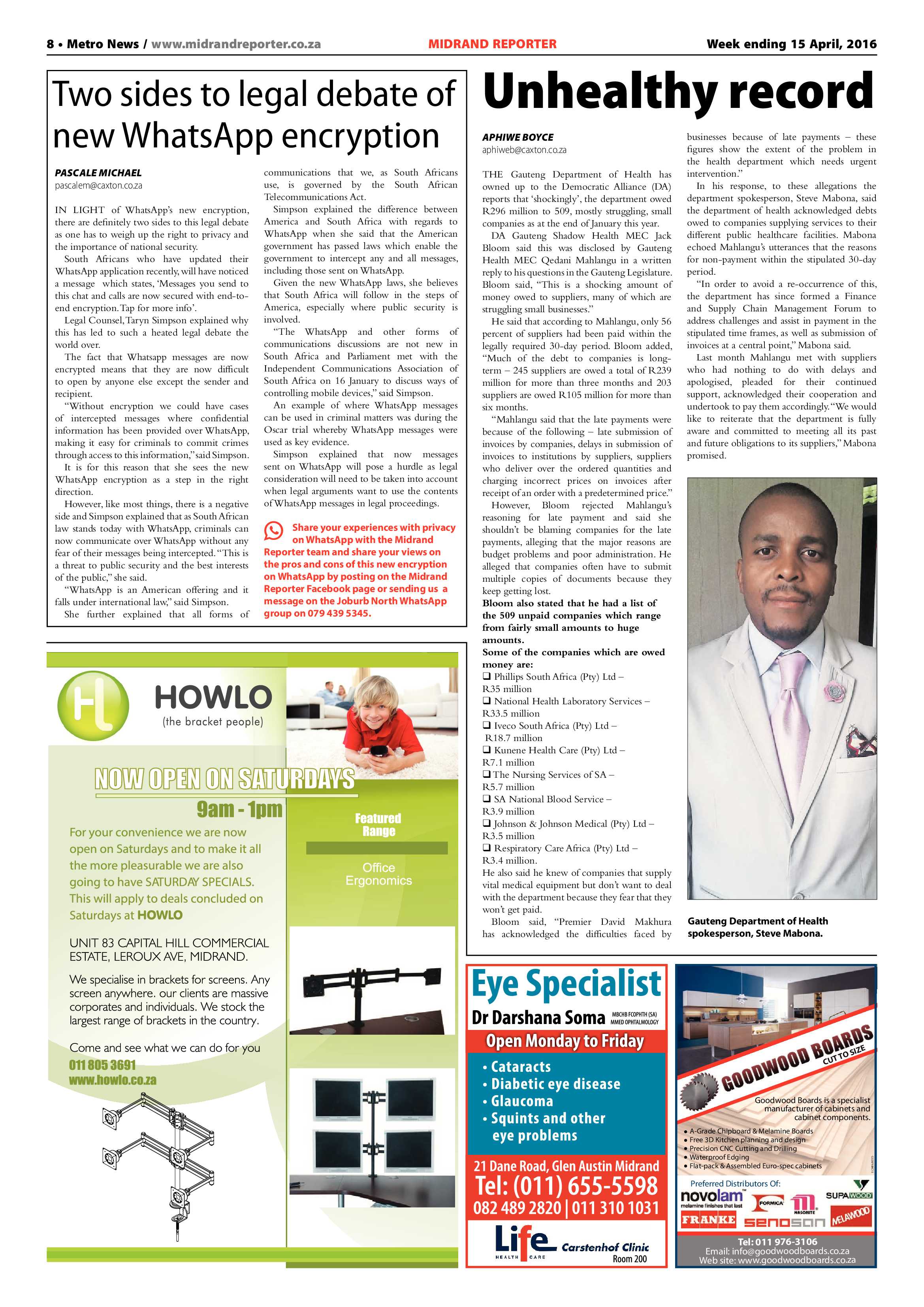 Midrand Reporter 15 April 2016 page 8