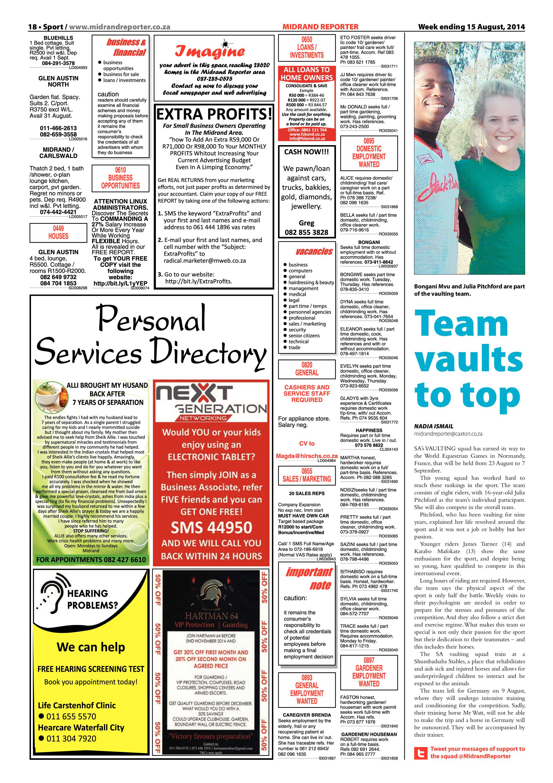 Midrand Reporter 15 August 2014 page 18