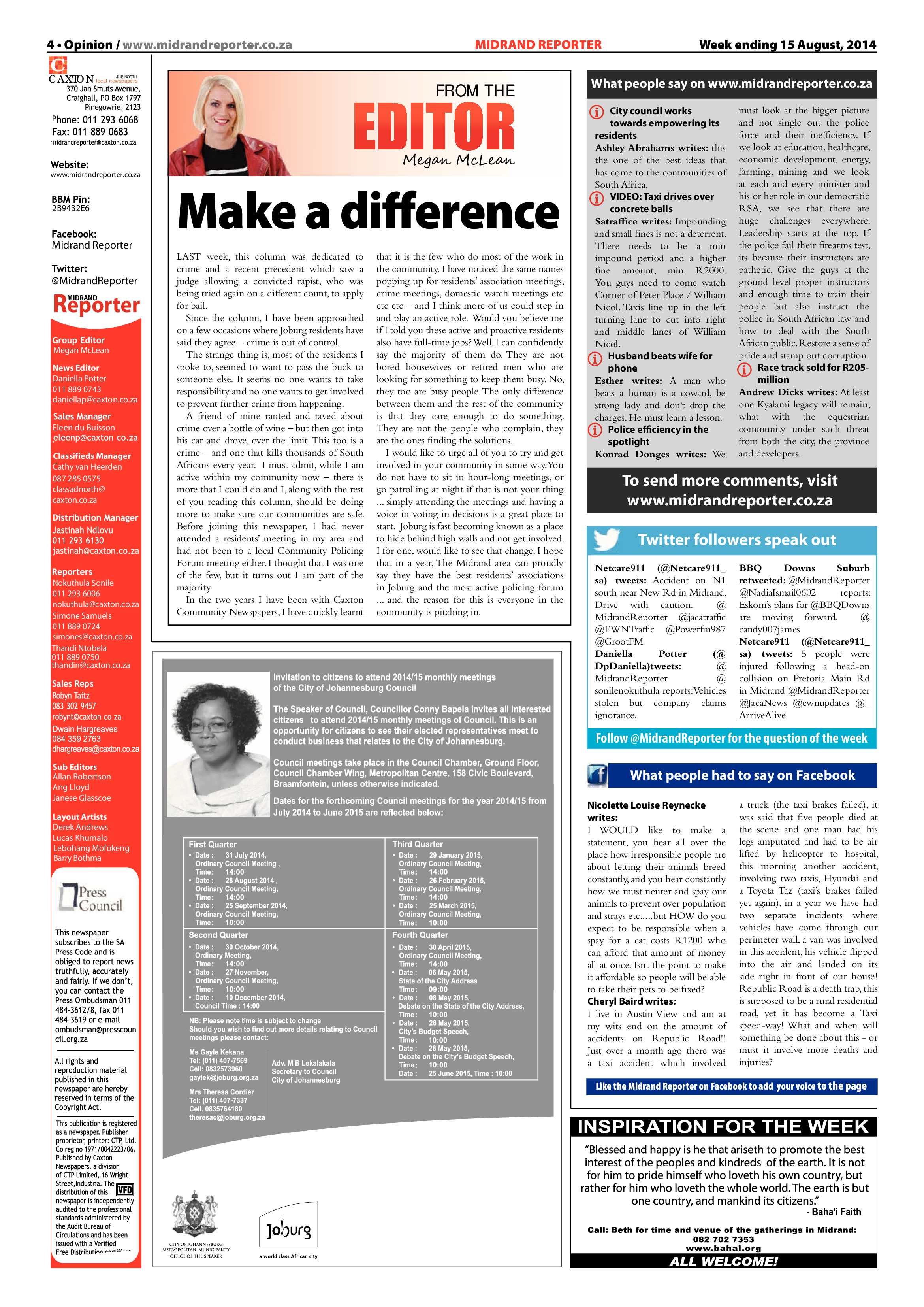 Midrand Reporter 15 August 2014 page 4