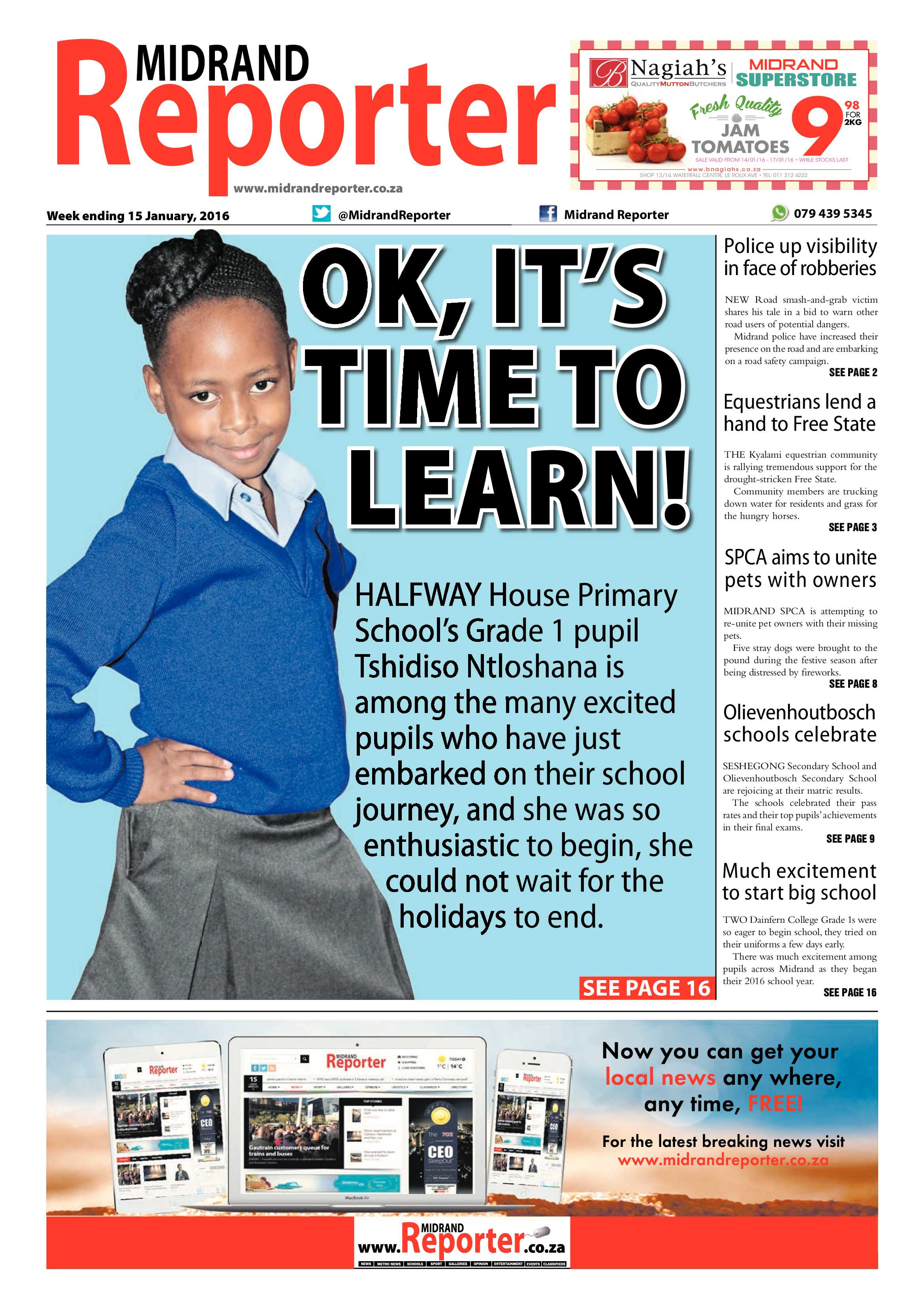 Midrand Reporter 15 January 2016 page 1
