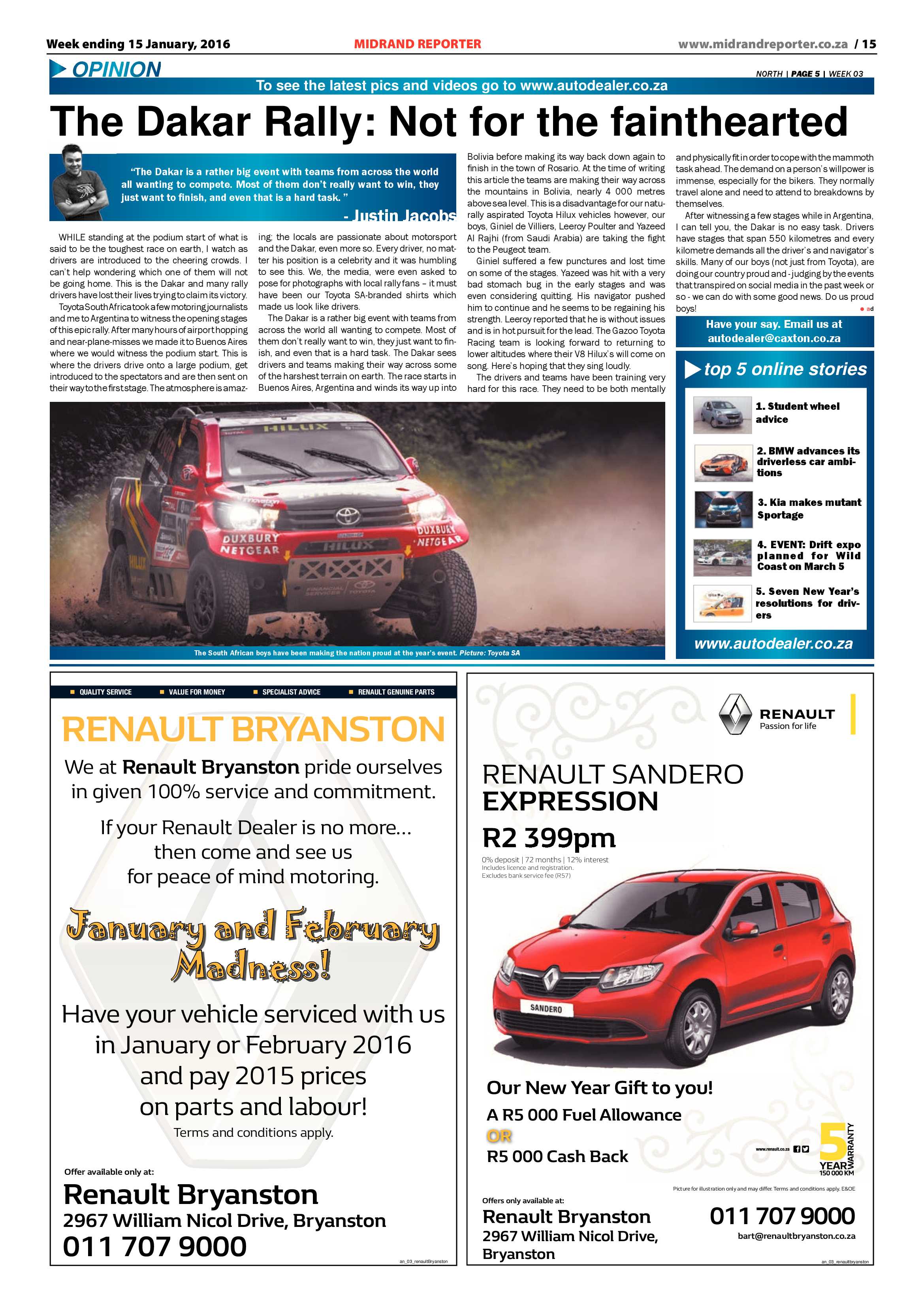 Midrand Reporter 15 January 2016 page 15